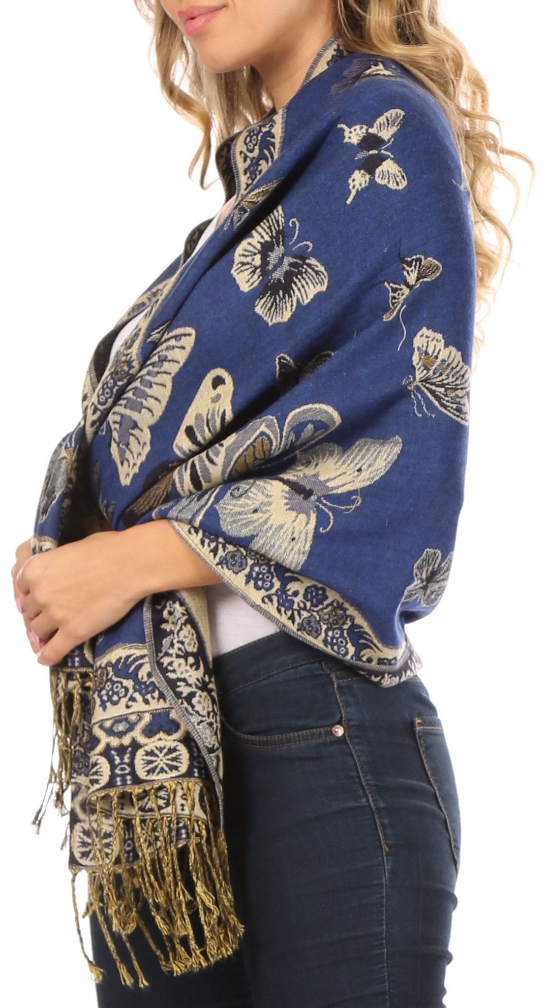 Sakkas Liua Long Wide Woven Patterned Design Multi Colored Pashmina Shawl / Scarf - Concordia Style Boutique
