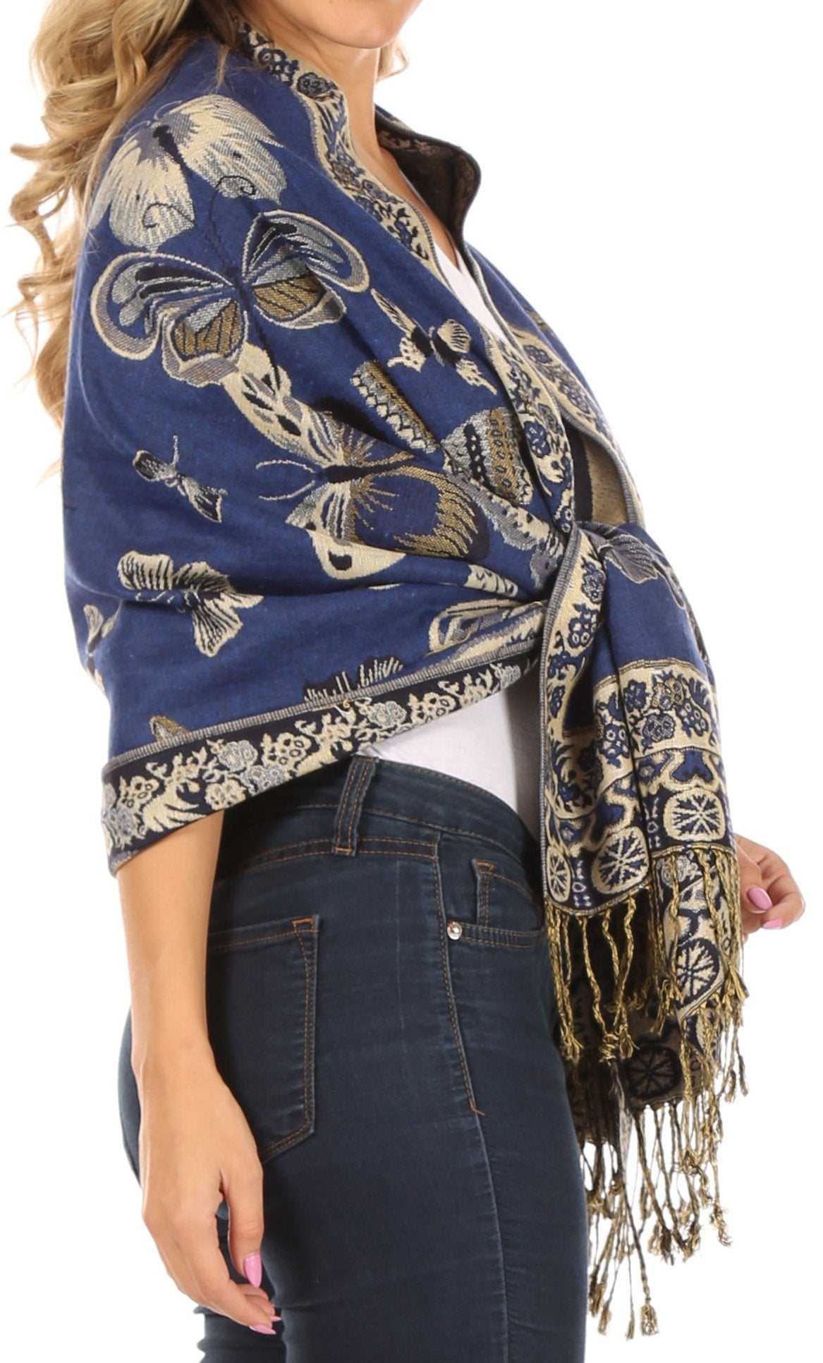 Sakkas Liua Long Wide Woven Patterned Design Multi Colored Pashmina Shawl / Scarf - Concordia Style Boutique