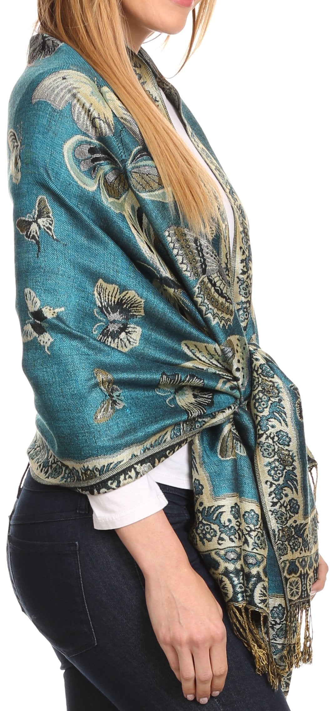 Sakkas Liua Long Wide Woven Patterned Design Multi Colored Pashmina Shawl / Scarf - Concordia Style Boutique