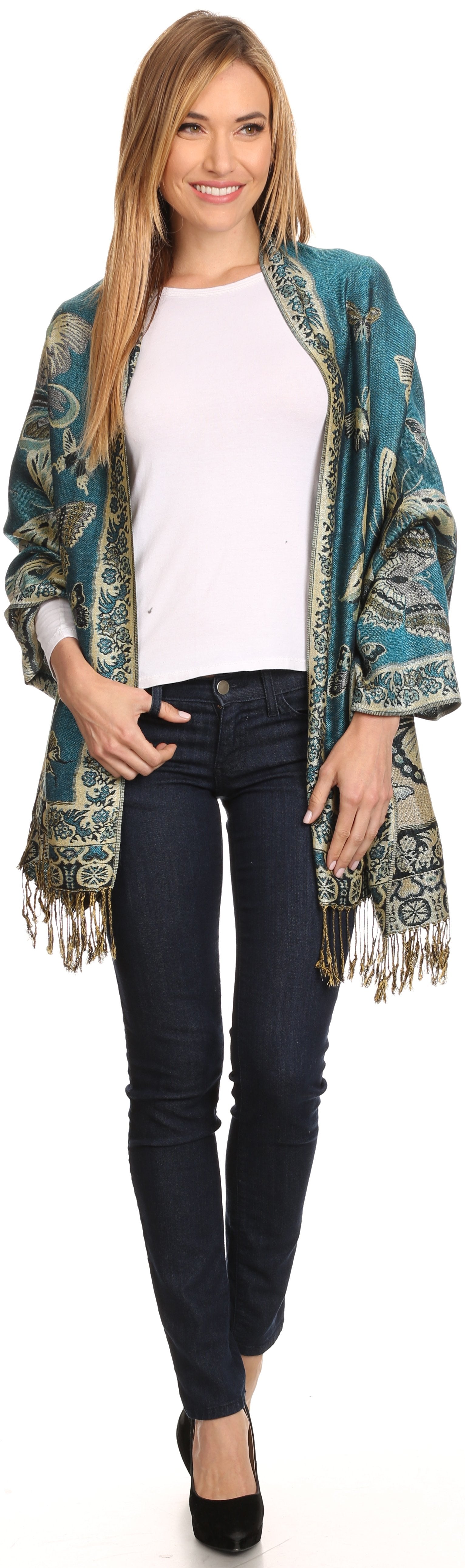 Sakkas Liua Long Wide Woven Patterned Design Multi Colored Pashmina Shawl / Scarf - Concordia Style Boutique