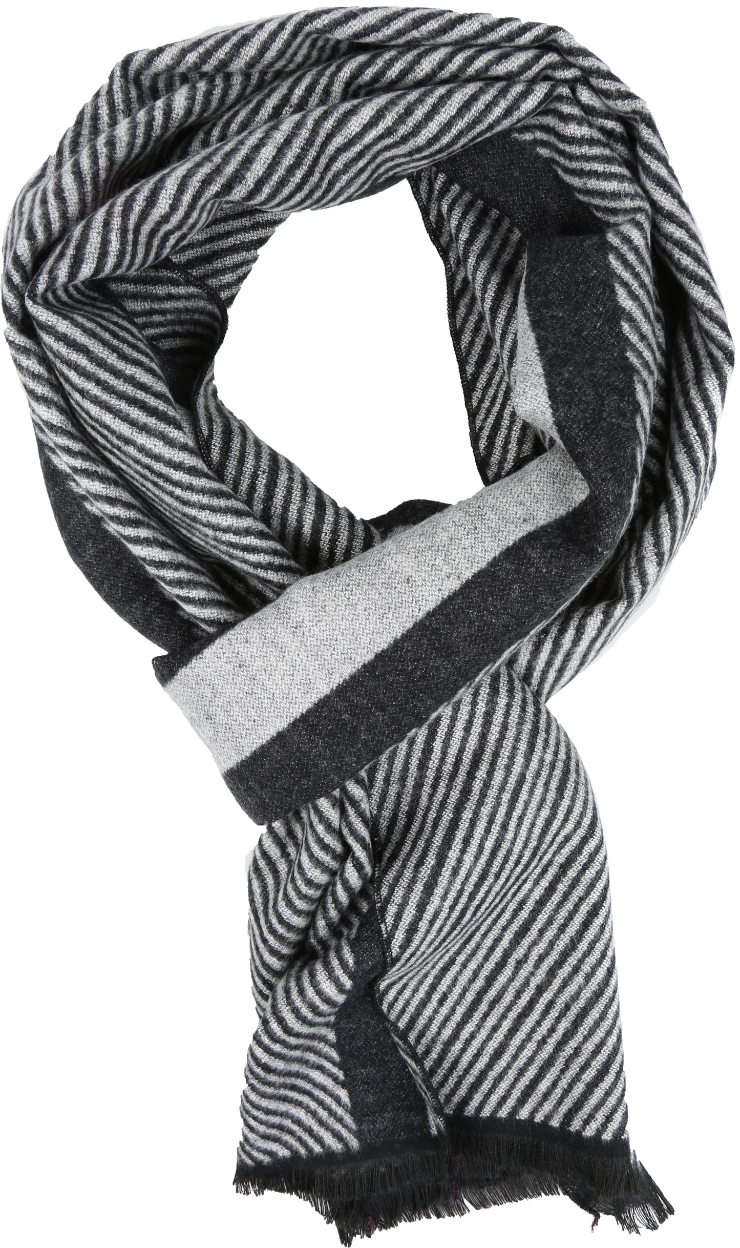 Sakkas Kopa Long Mid Weight Soft Fringe Patterned UniSex Cashmere Feel Scarf - Concordia Style Boutique