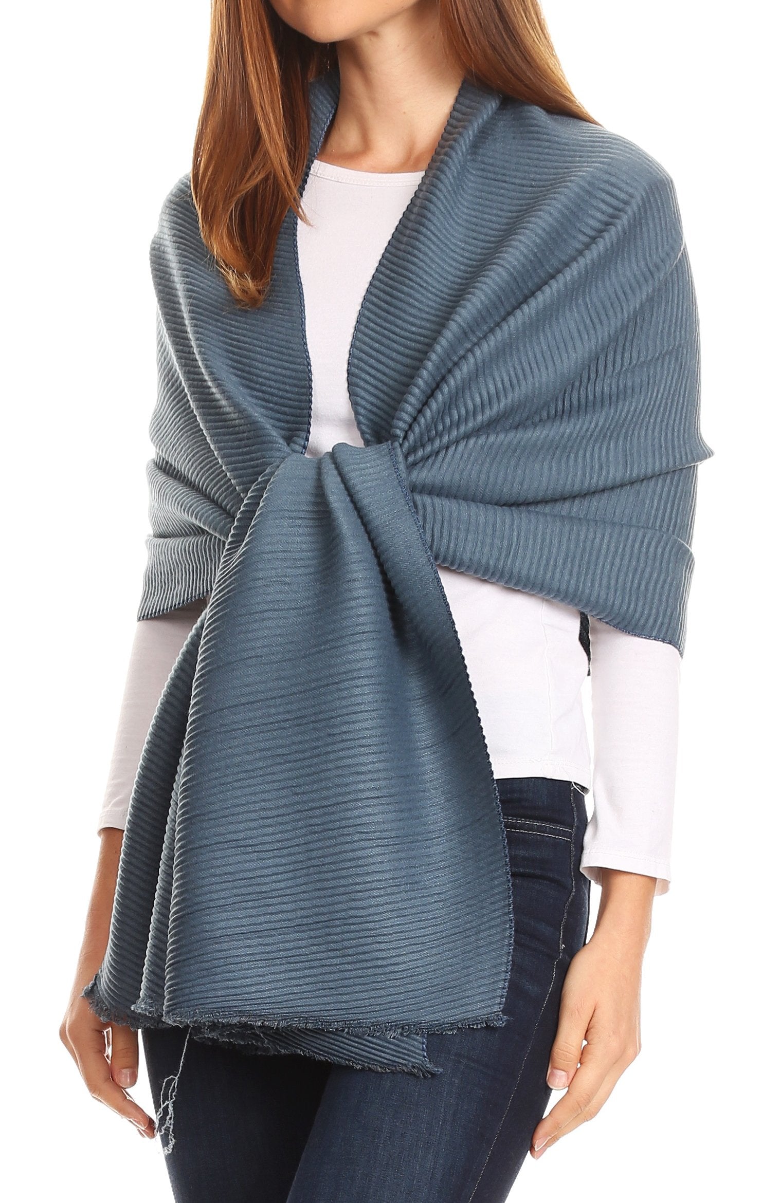 Sakkas Cara Pleated Crinkle Soft and Warm Shawl/ Wrap/ Stole - Concordia Style Boutique