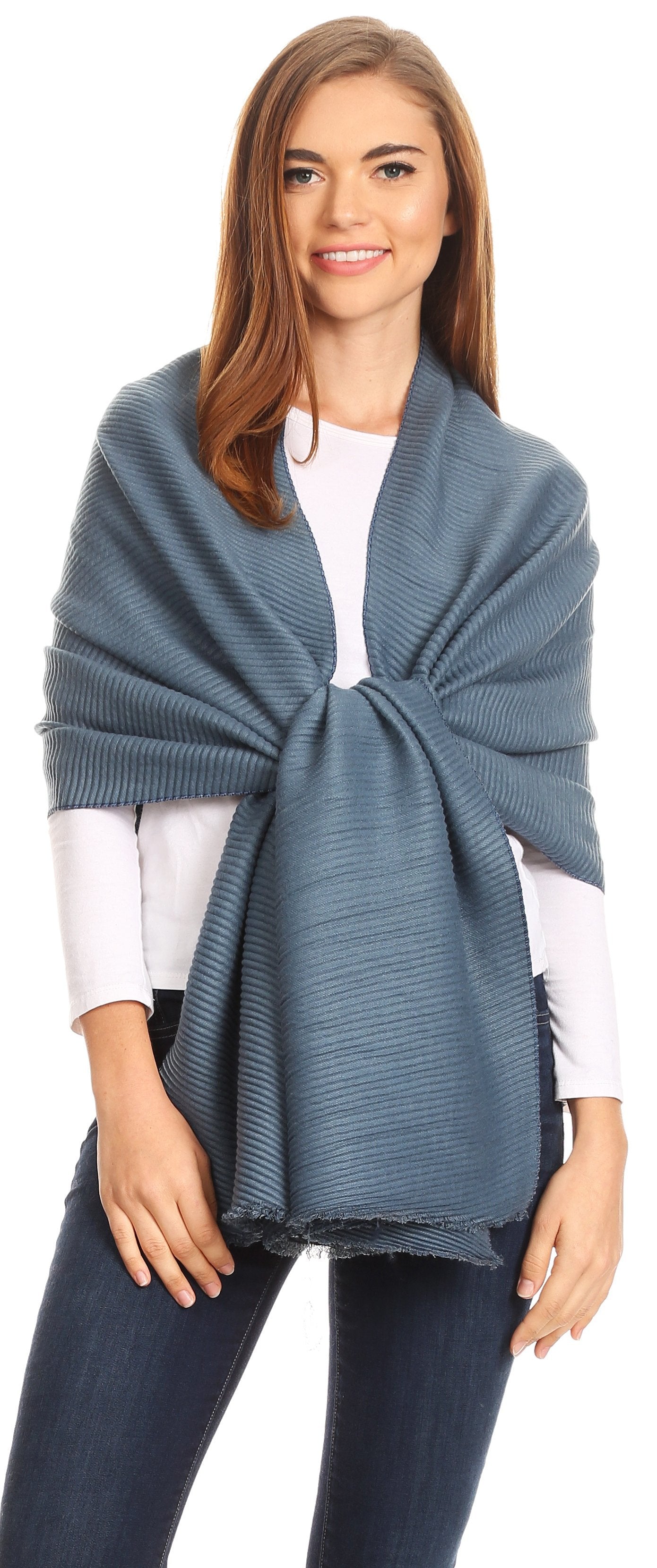 Sakkas Cara Pleated Crinkle Soft and Warm Shawl/ Wrap/ Stole - Concordia Style Boutique