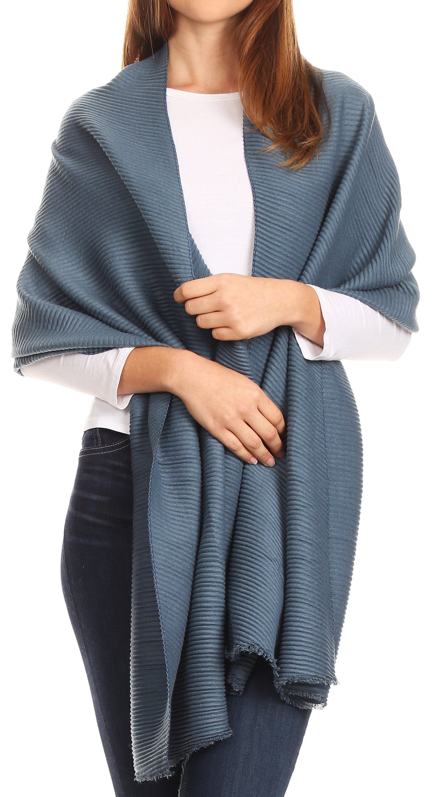 Sakkas Cara Pleated Crinkle Soft and Warm Shawl/ Wrap/ Stole - Concordia Style Boutique