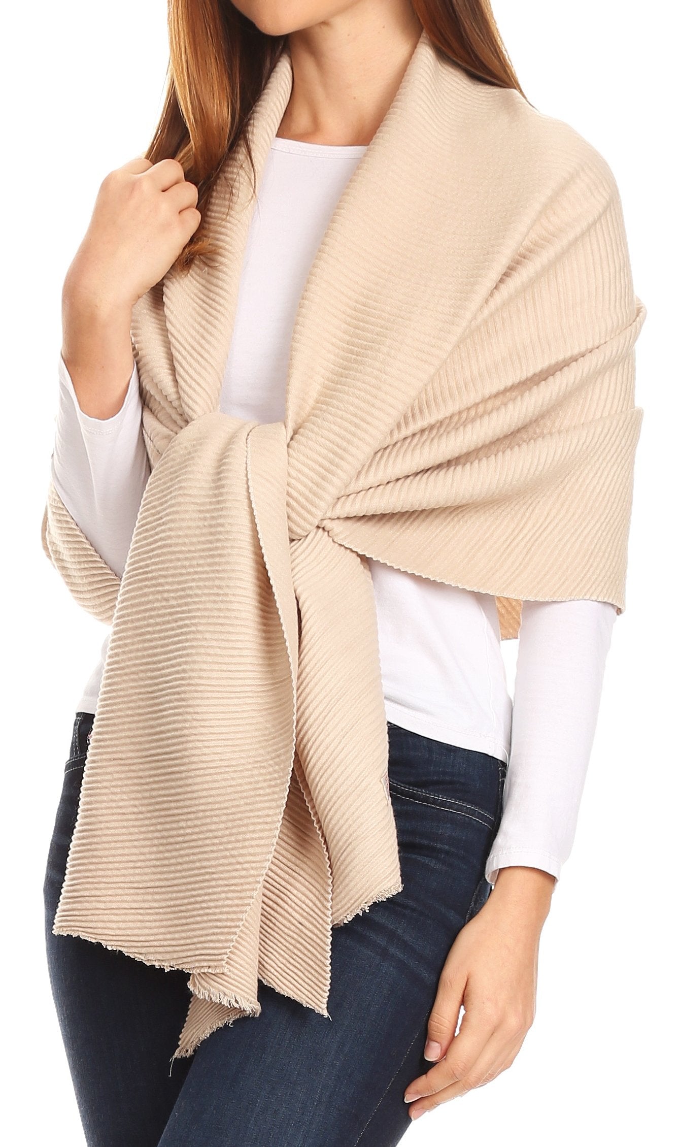 Sakkas Cara Pleated Crinkle Soft and Warm Shawl/ Wrap/ Stole - Concordia Style Boutique