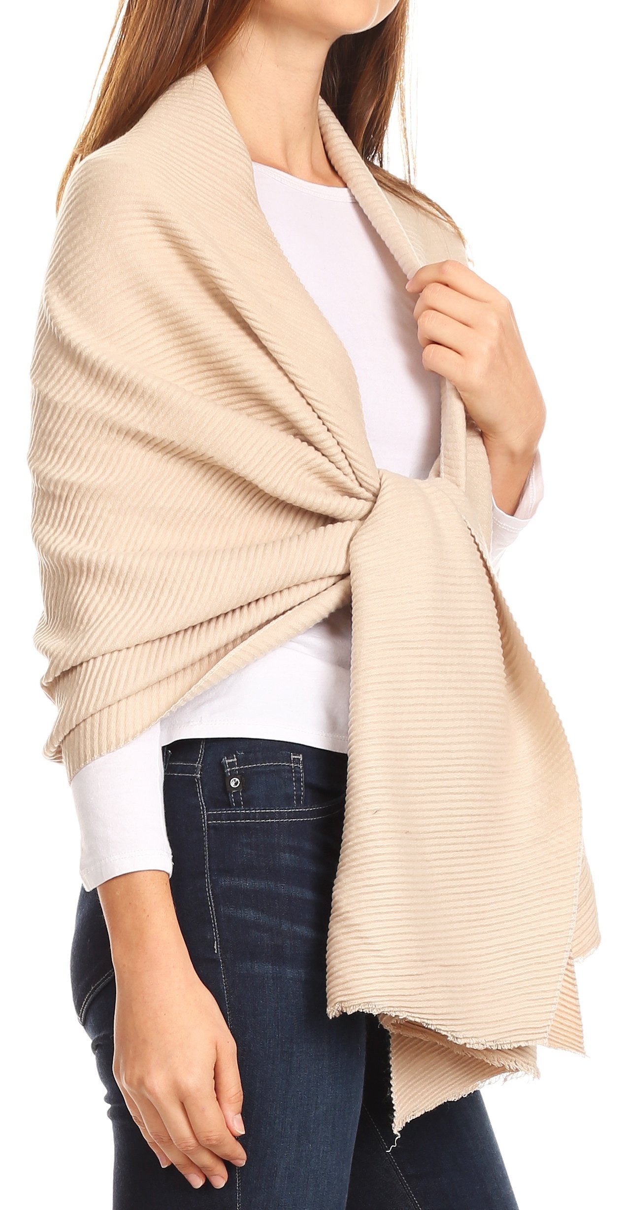 Sakkas Cara Pleated Crinkle Soft and Warm Shawl/ Wrap/ Stole - Concordia Style Boutique