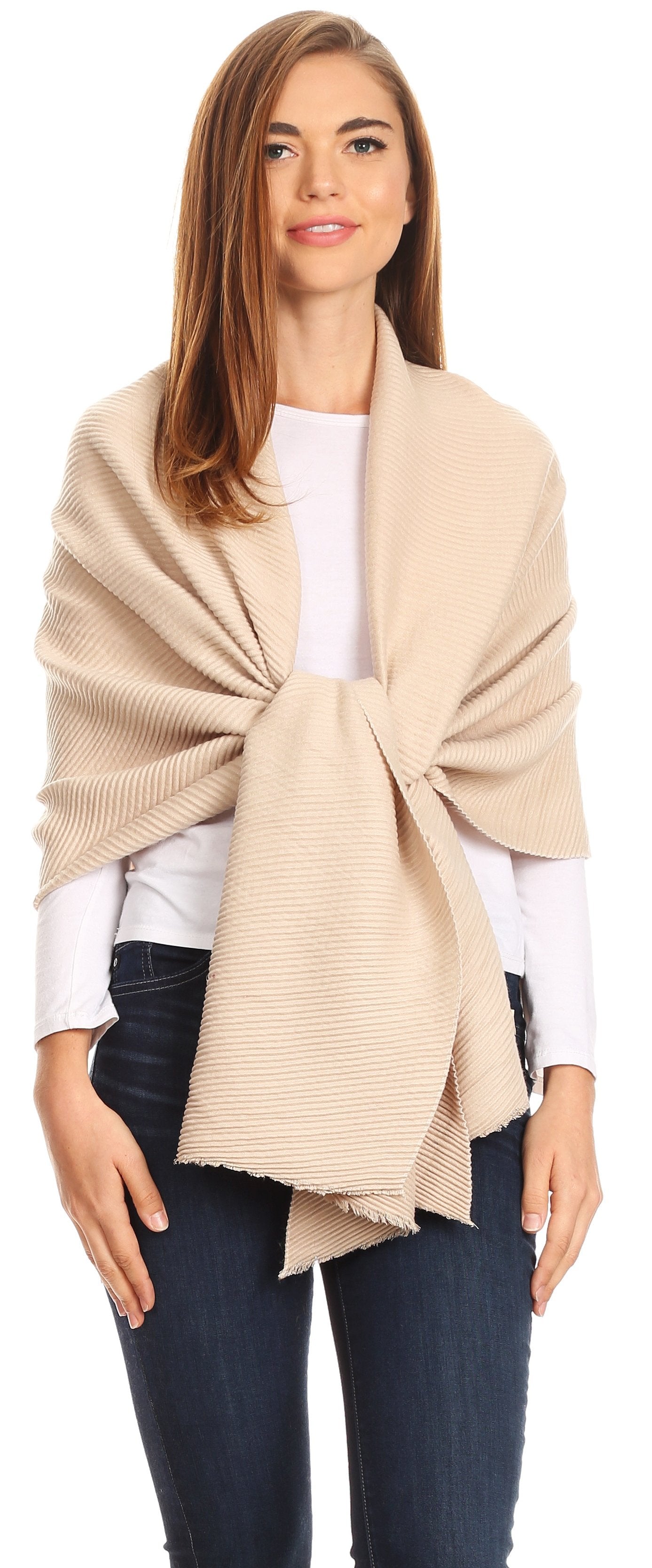 Sakkas Cara Pleated Crinkle Soft and Warm Shawl/ Wrap/ Stole - Concordia Style Boutique