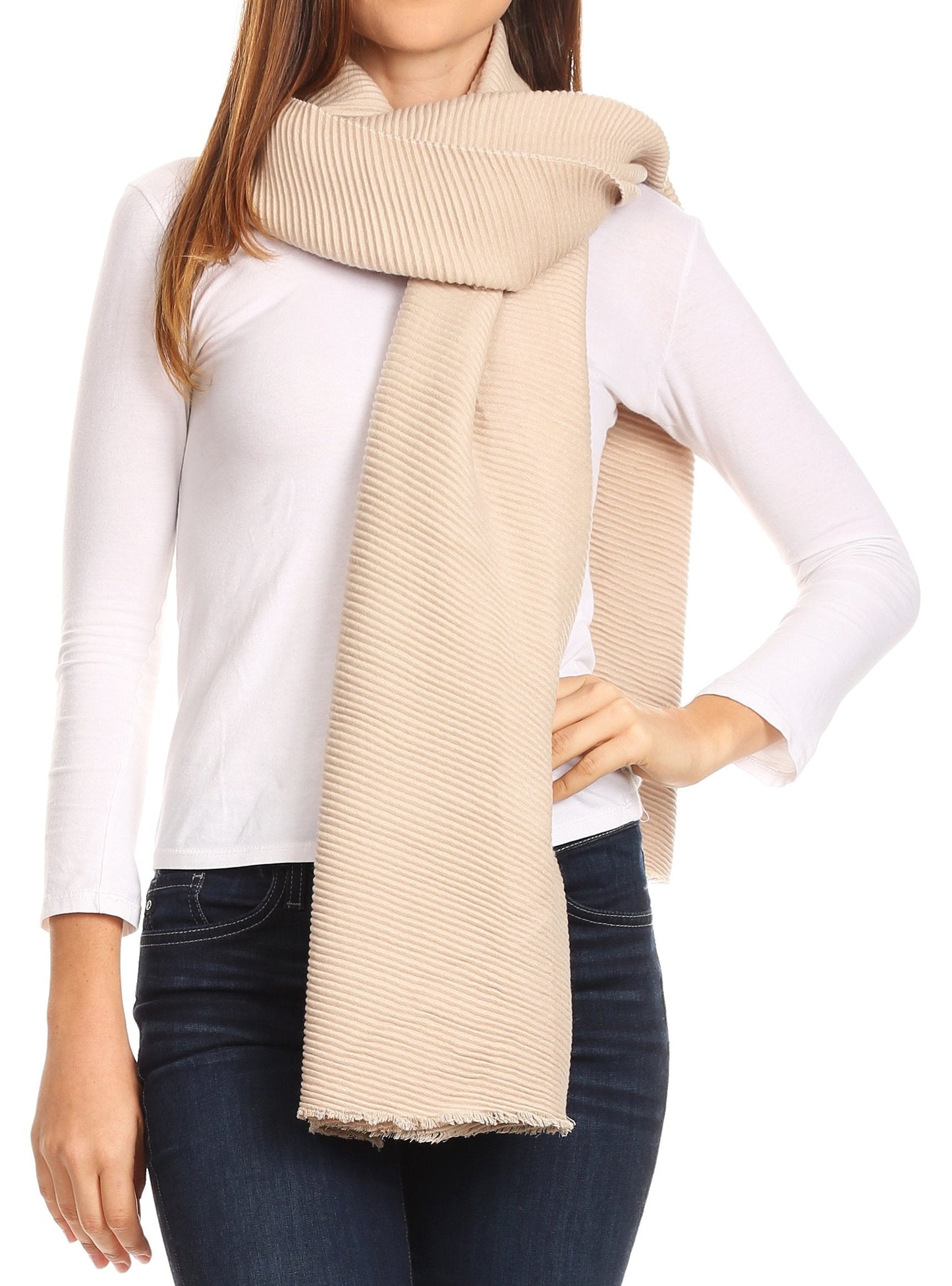 Sakkas Cara Pleated Crinkle Soft and Warm Shawl/ Wrap/ Stole - Concordia Style Boutique