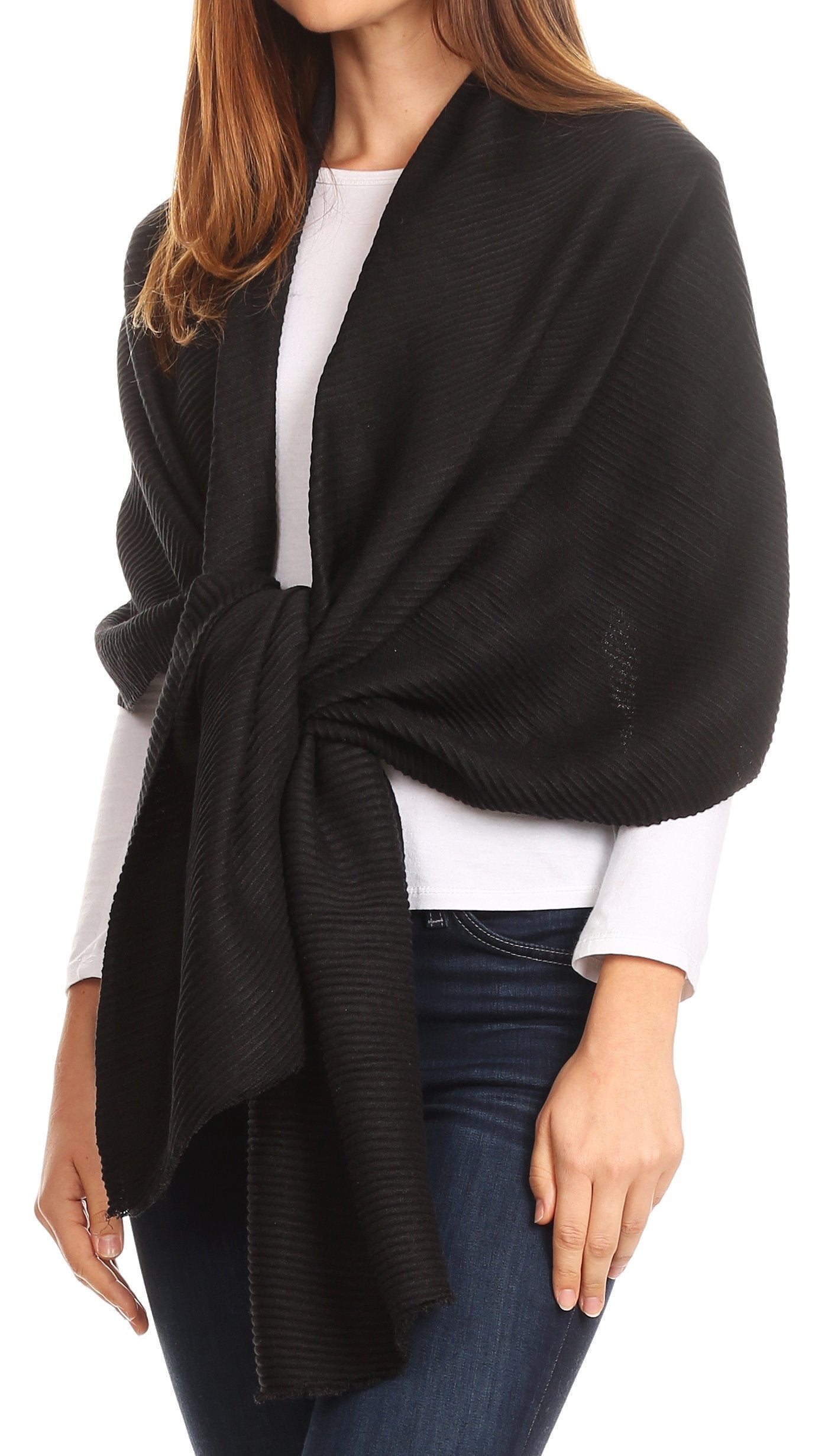 Sakkas Cara Pleated Crinkle Soft and Warm Shawl/ Wrap/ Stole - Concordia Style Boutique