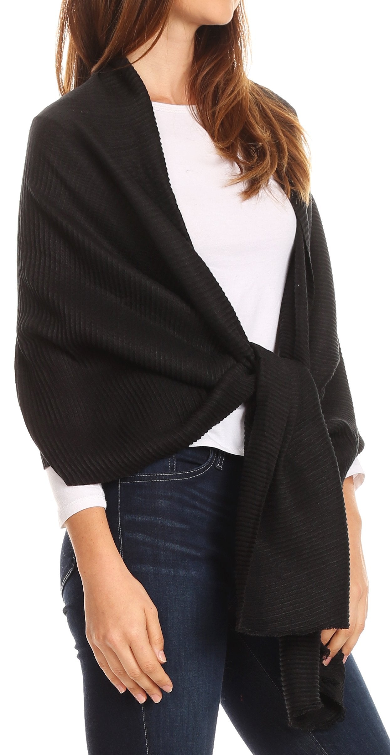 Sakkas Cara Pleated Crinkle Soft and Warm Shawl/ Wrap/ Stole - Concordia Style Boutique