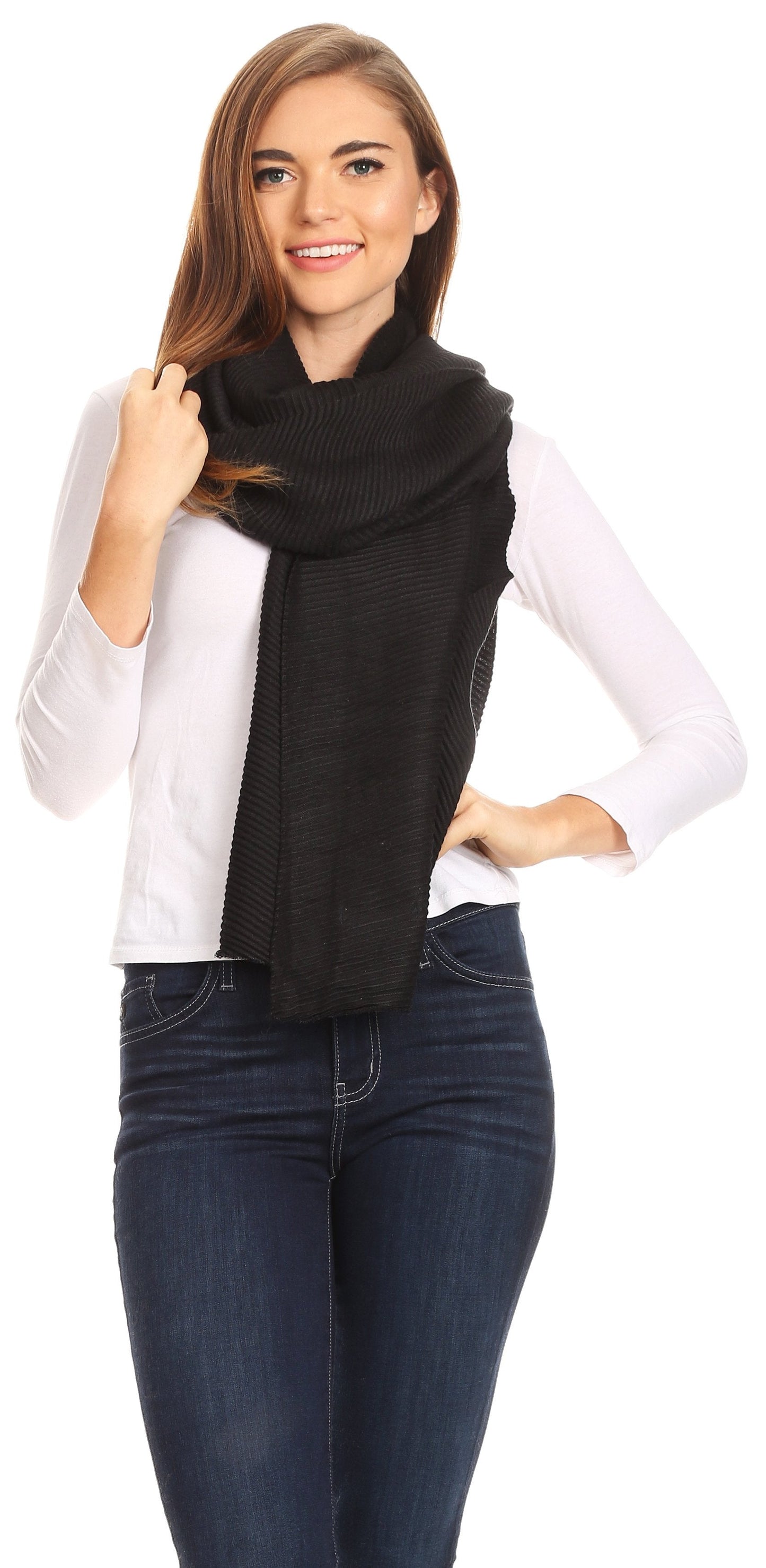 Sakkas Cara Pleated Crinkle Soft and Warm Shawl/ Wrap/ Stole - Concordia Style Boutique