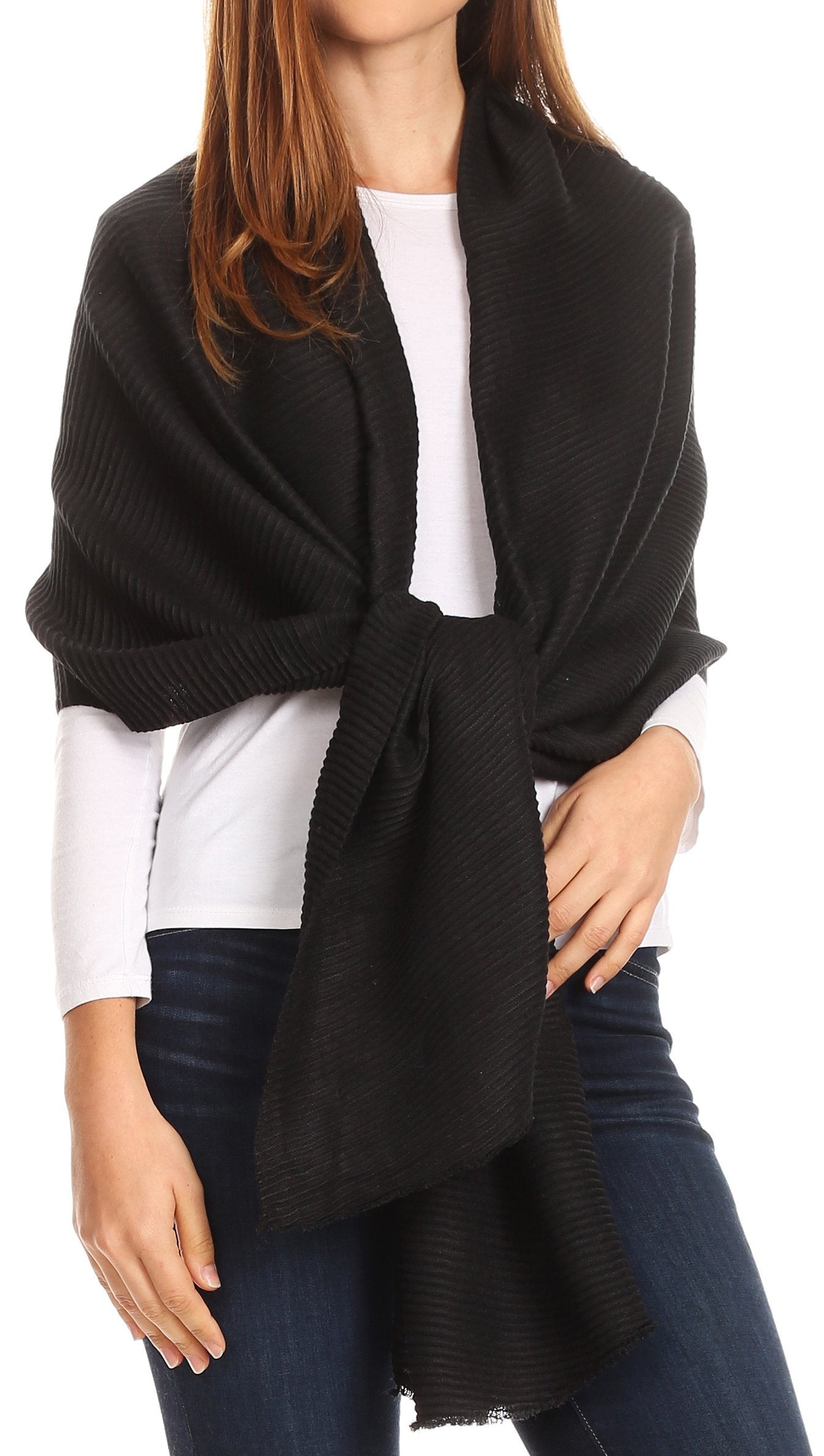 Sakkas Cara Pleated Crinkle Soft and Warm Shawl/ Wrap/ Stole - Concordia Style Boutique