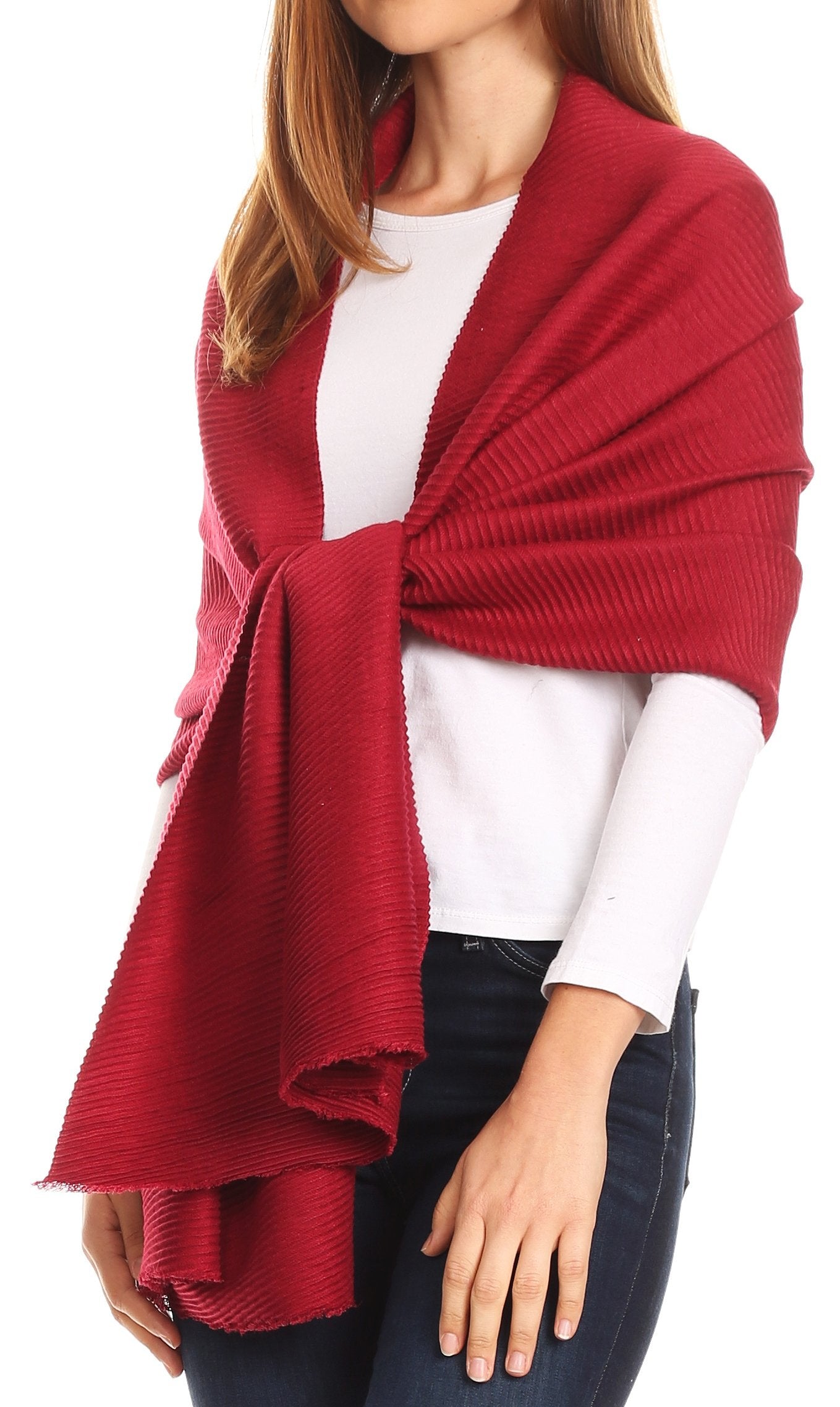 Sakkas Cara Pleated Crinkle Soft and Warm Shawl/ Wrap/ Stole - Concordia Style Boutique
