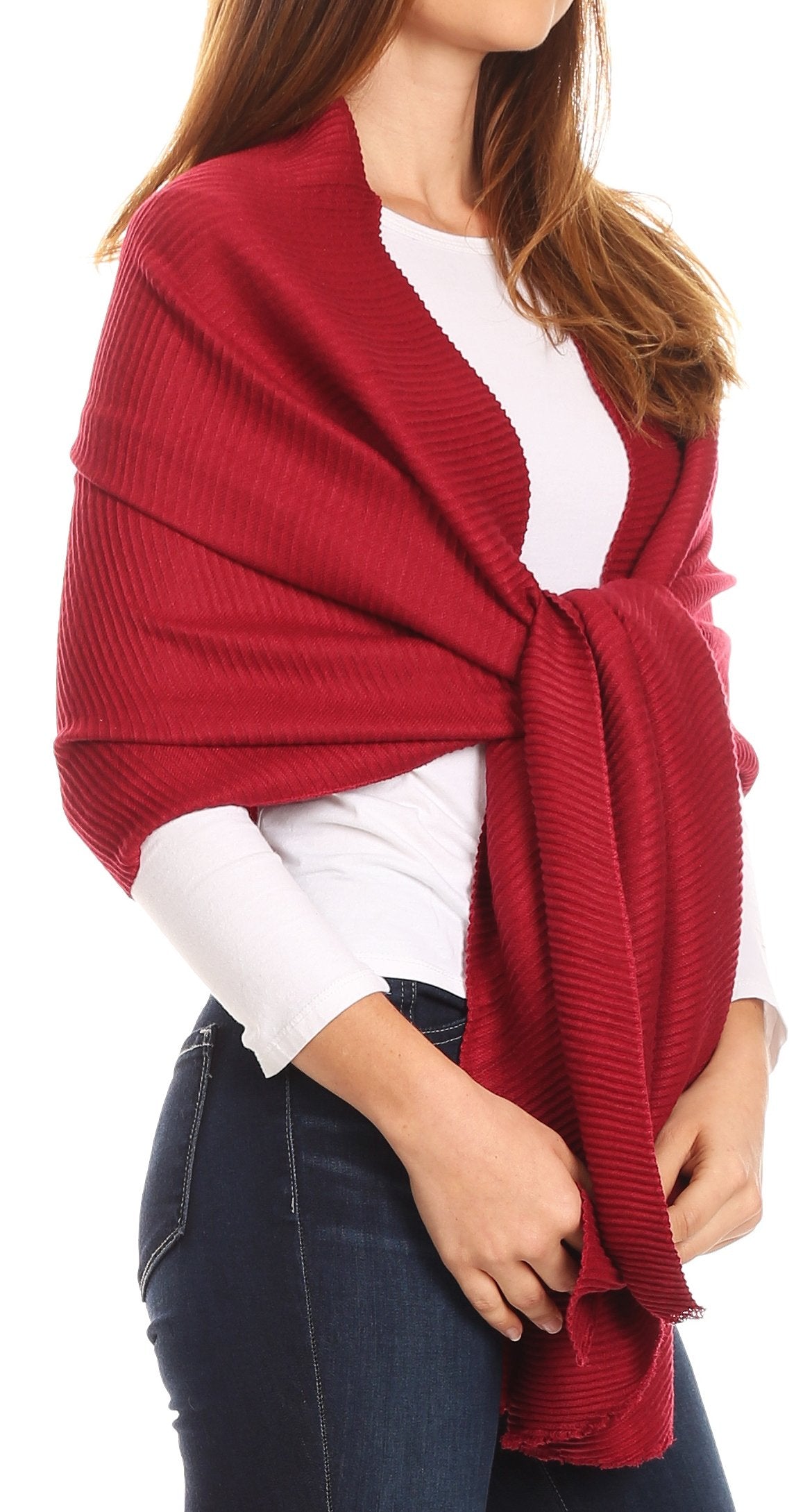 Sakkas Cara Pleated Crinkle Soft and Warm Shawl/ Wrap/ Stole - Concordia Style Boutique