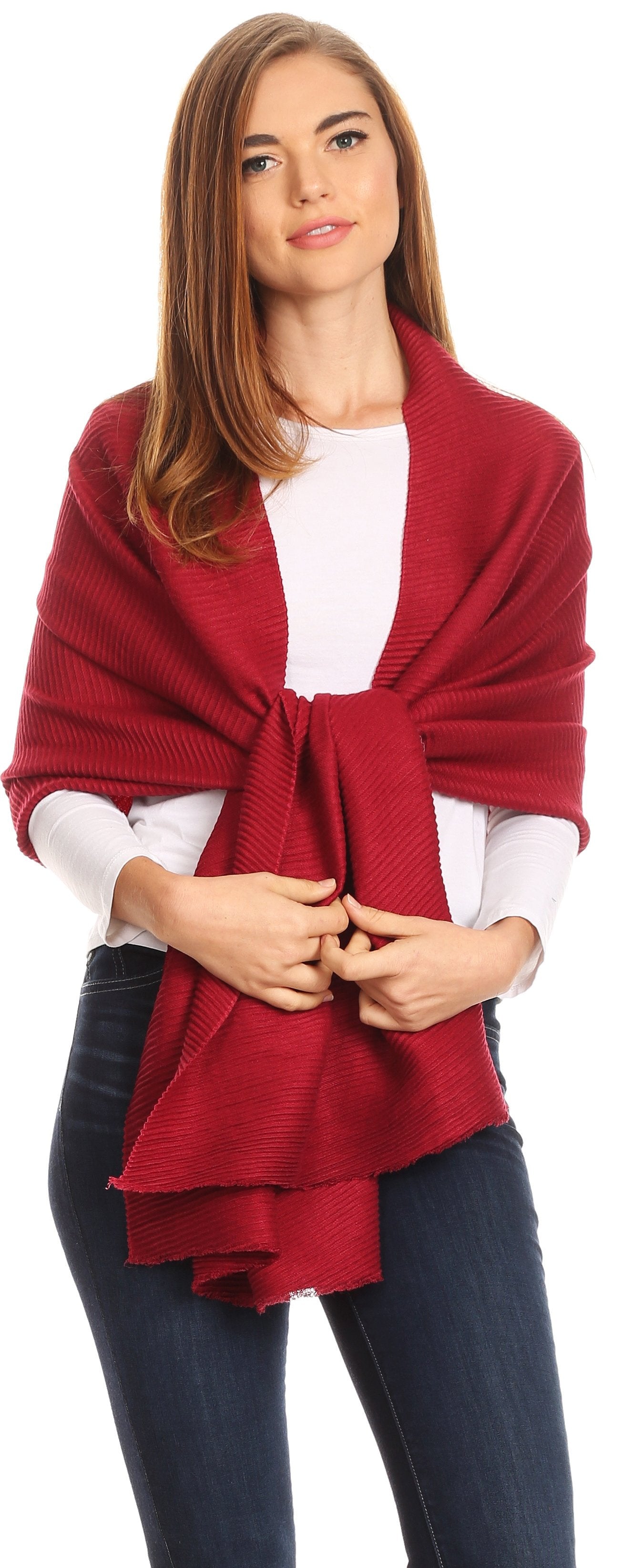 Sakkas Cara Pleated Crinkle Soft and Warm Shawl/ Wrap/ Stole - Concordia Style Boutique
