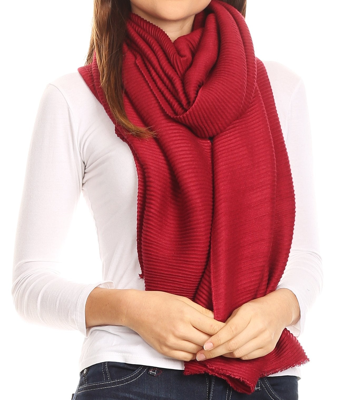 Sakkas Cara Pleated Crinkle Soft and Warm Shawl/ Wrap/ Stole - Concordia Style Boutique