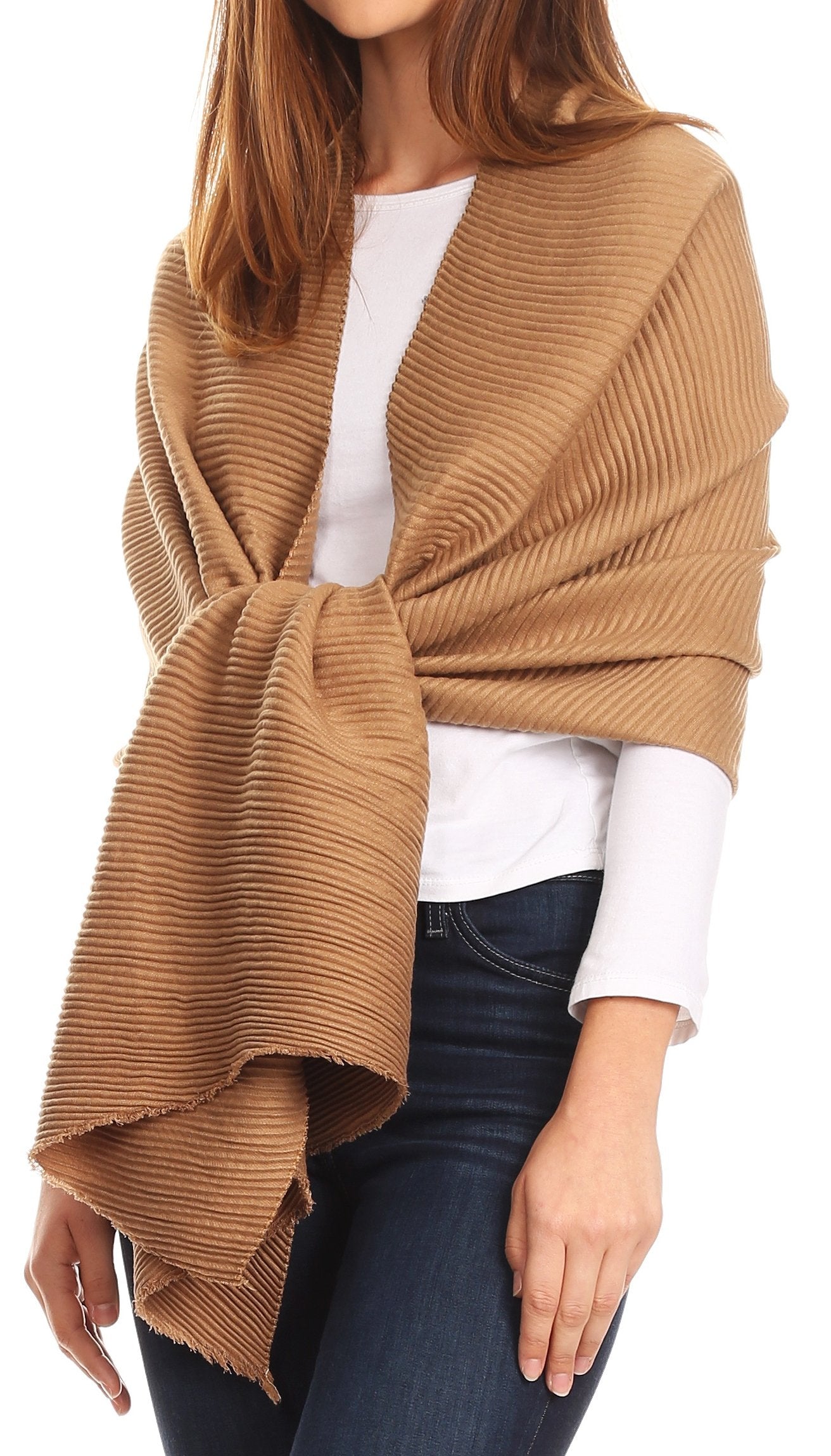 Sakkas Cara Pleated Crinkle Soft and Warm Shawl/ Wrap/ Stole - Concordia Style Boutique