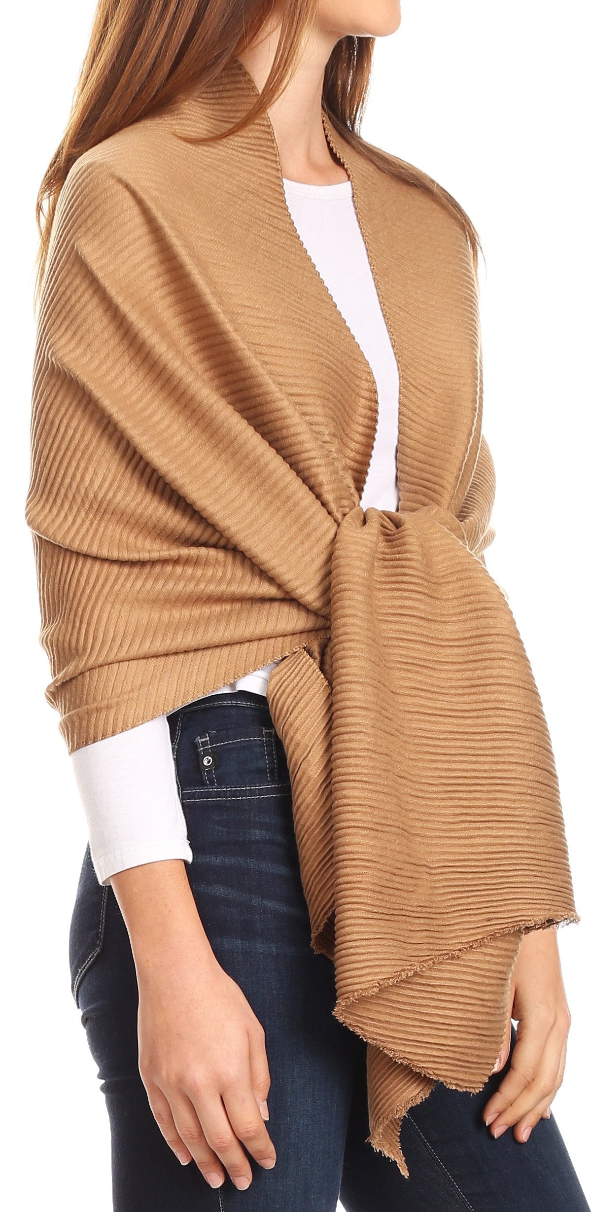 Sakkas Cara Pleated Crinkle Soft and Warm Shawl/ Wrap/ Stole - Concordia Style Boutique
