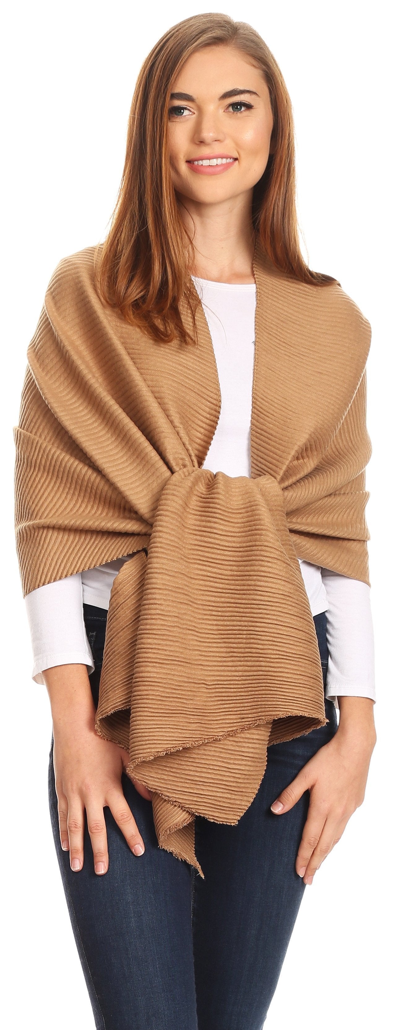 Sakkas Cara Pleated Crinkle Soft and Warm Shawl/ Wrap/ Stole - Concordia Style Boutique