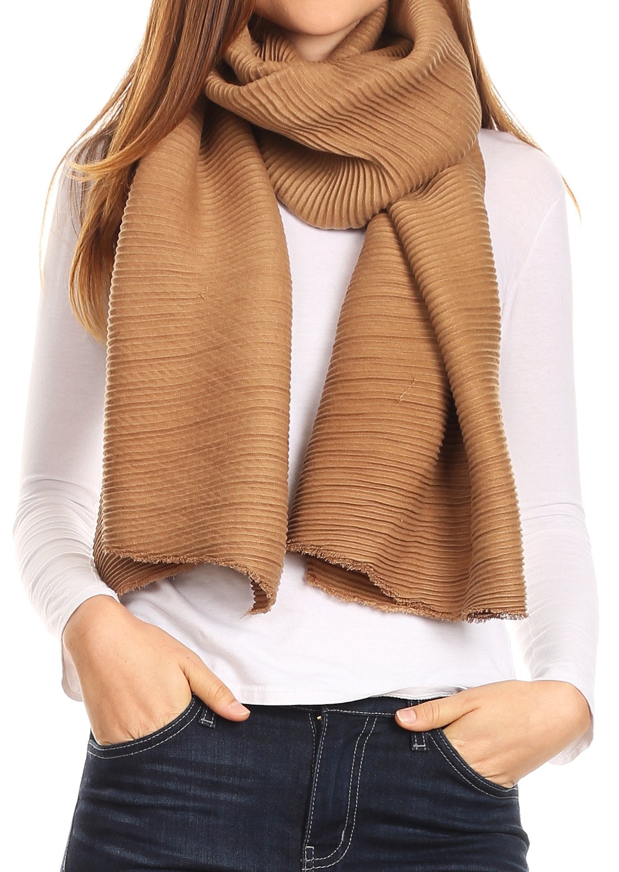 Sakkas Cara Pleated Crinkle Soft and Warm Shawl/ Wrap/ Stole - Concordia Style Boutique