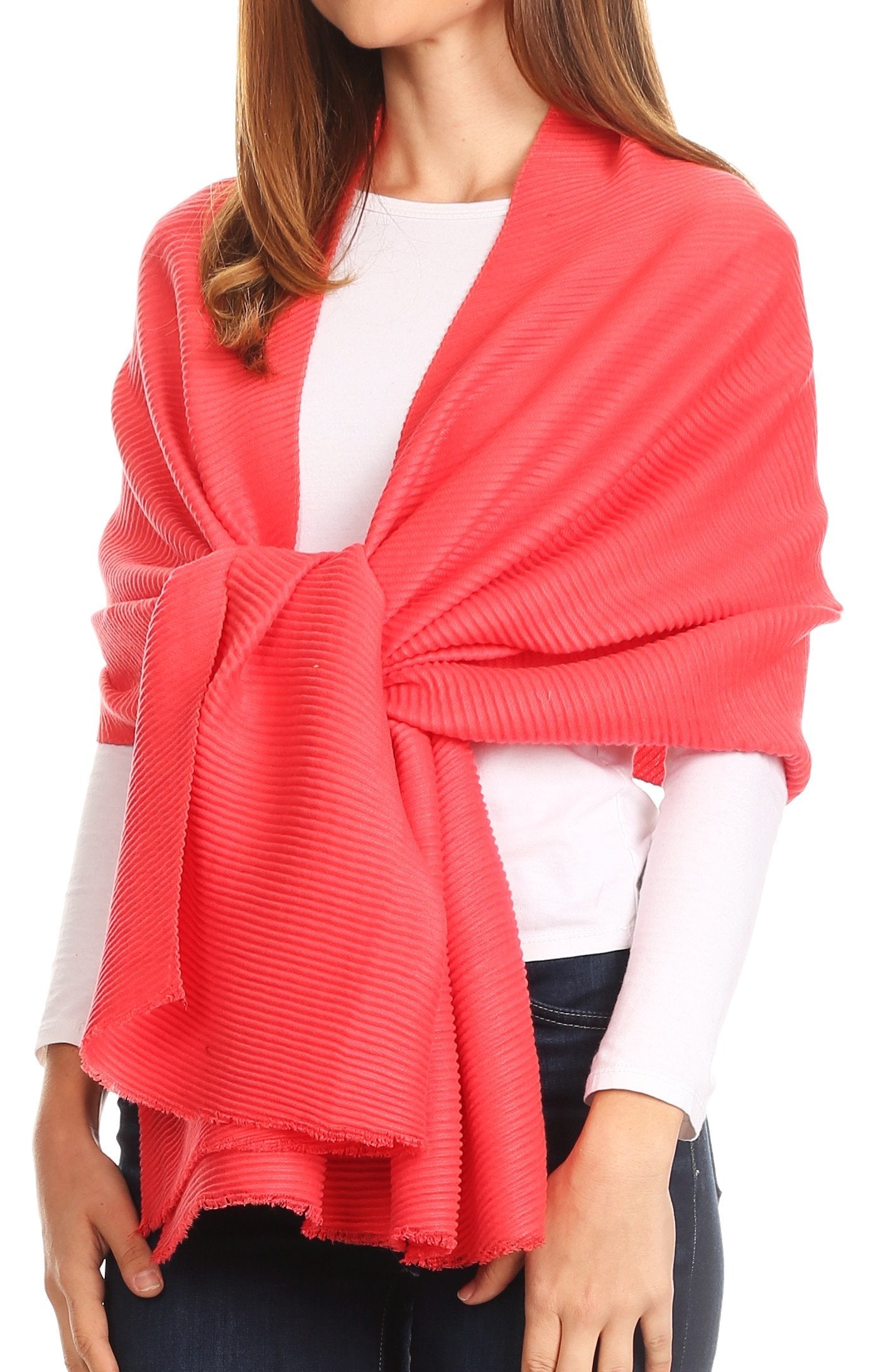 Sakkas Cara Pleated Crinkle Soft and Warm Shawl/ Wrap/ Stole - Concordia Style Boutique