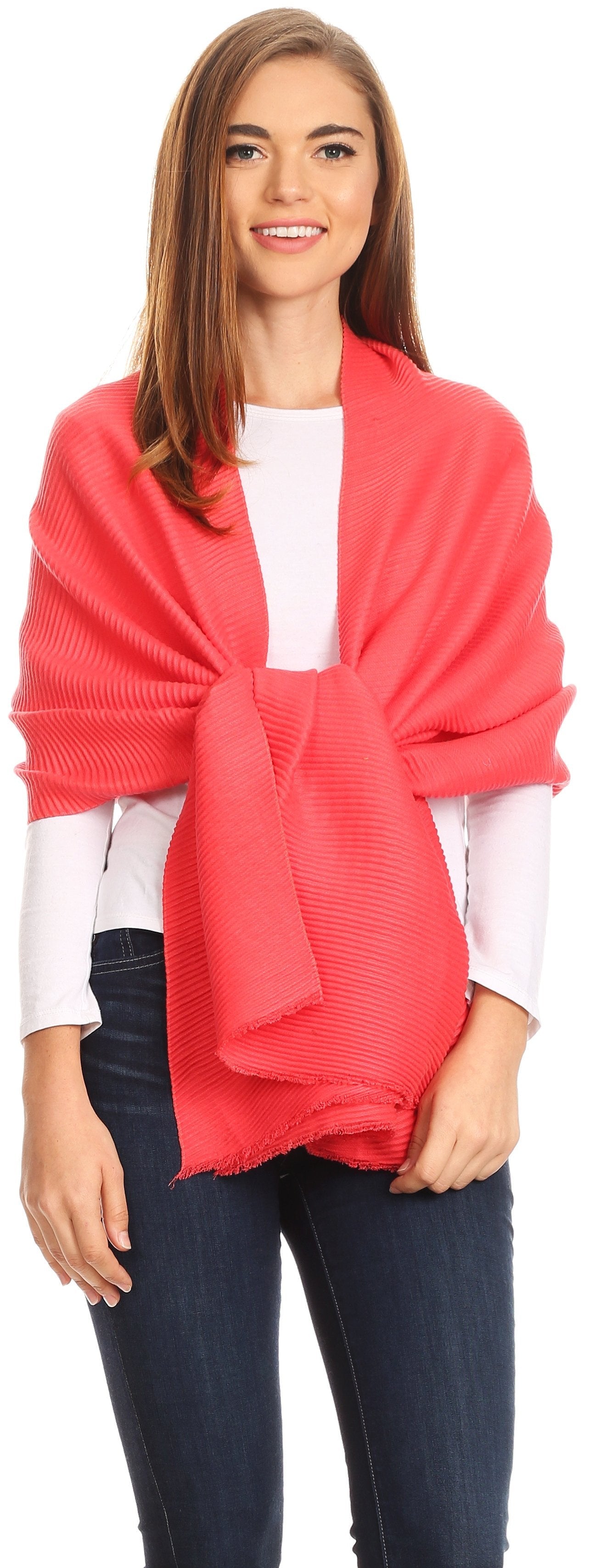 Sakkas Cara Pleated Crinkle Soft and Warm Shawl/ Wrap/ Stole - Concordia Style Boutique