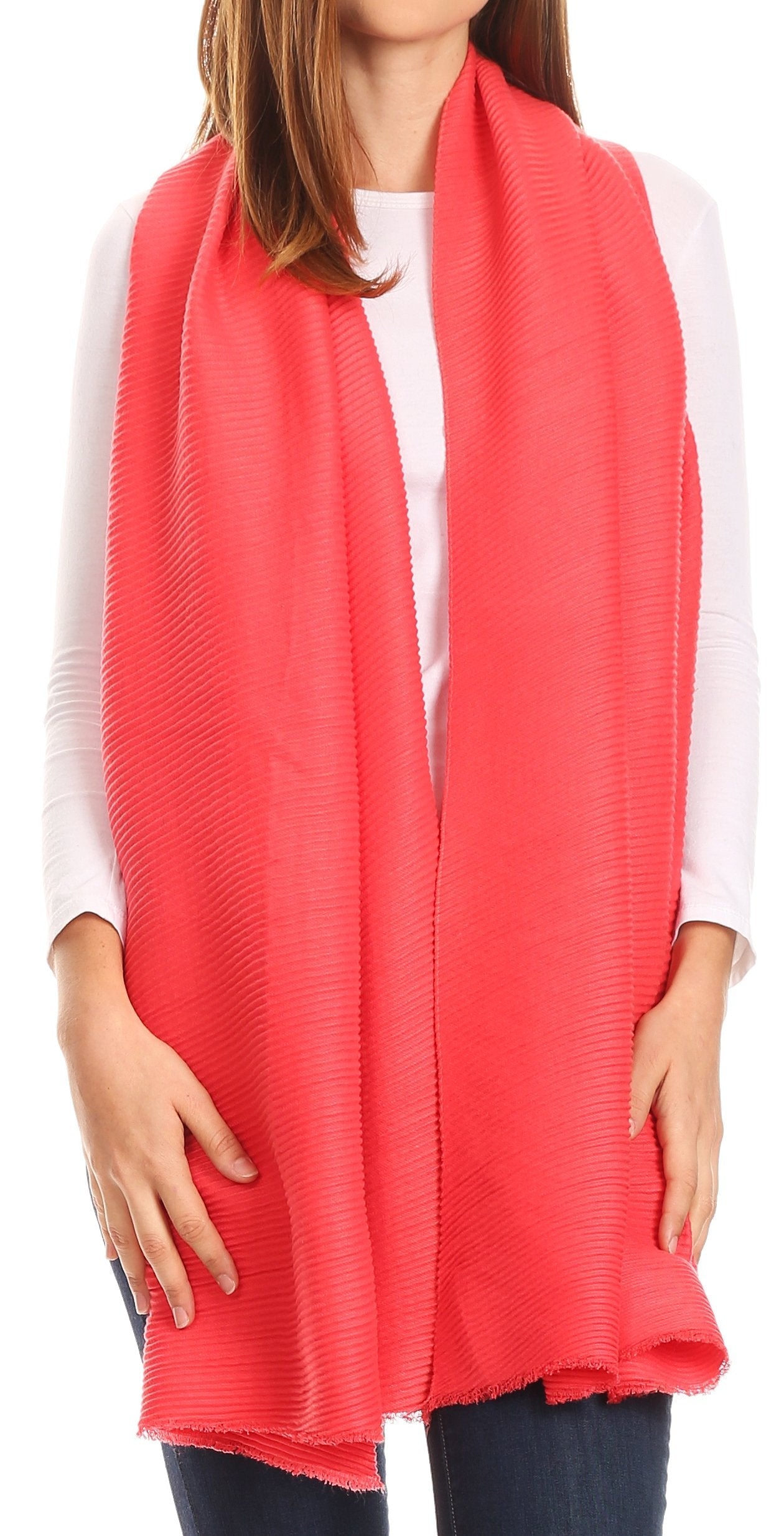 Sakkas Cara Pleated Crinkle Soft and Warm Shawl/ Wrap/ Stole - Concordia Style Boutique