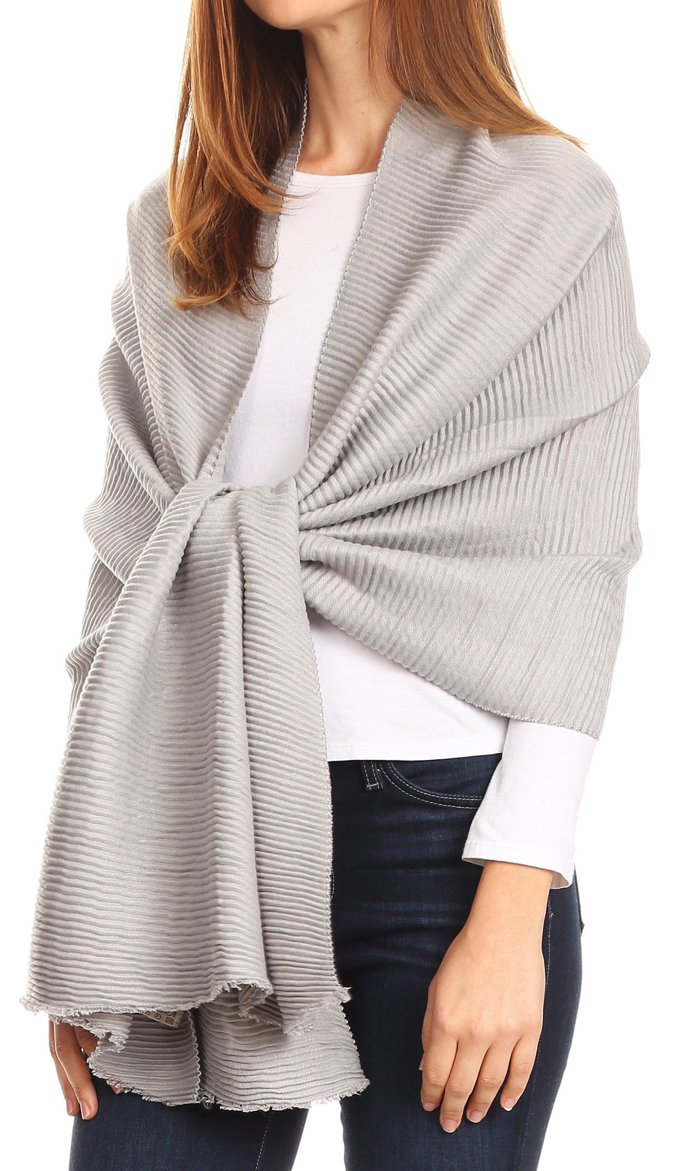 Sakkas Cara Pleated Crinkle Soft and Warm Shawl/ Wrap/ Stole - Concordia Style Boutique