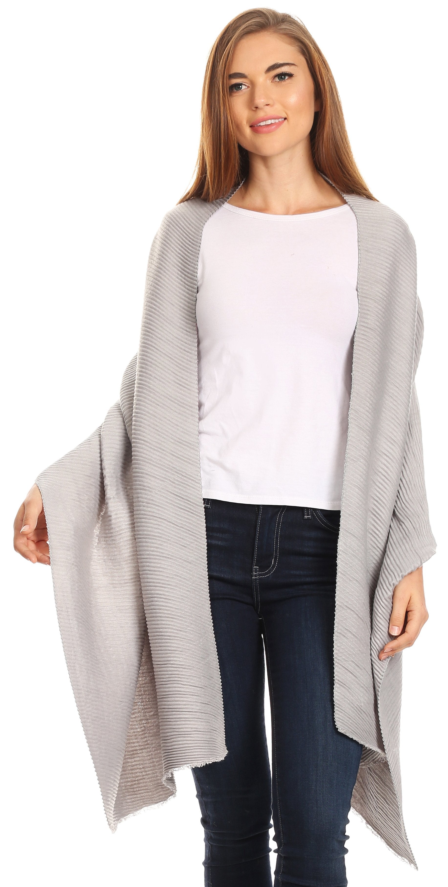 Sakkas Cara Pleated Crinkle Soft and Warm Shawl/ Wrap/ Stole - Concordia Style Boutique