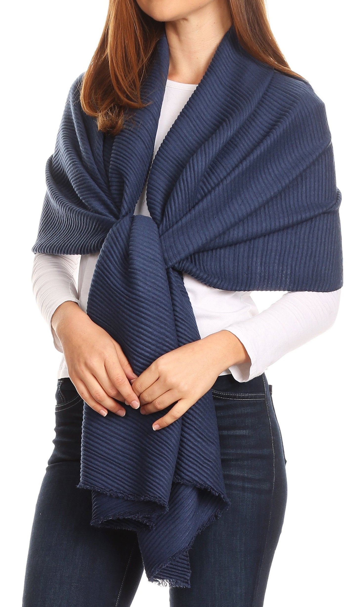 Sakkas Cara Pleated Crinkle Soft and Warm Shawl/ Wrap/ Stole - Concordia Style Boutique