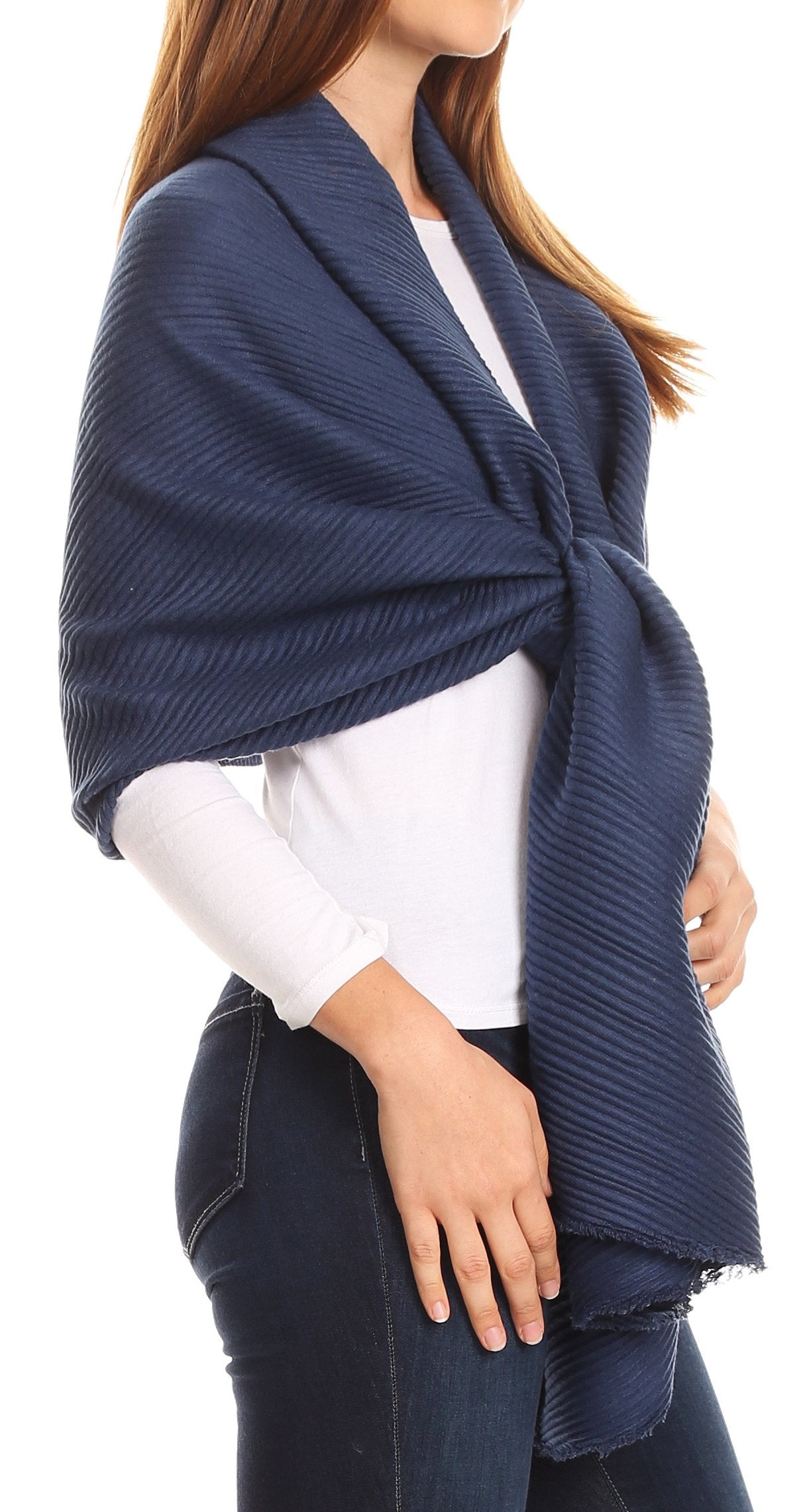 Sakkas Cara Pleated Crinkle Soft and Warm Shawl/ Wrap/ Stole - Concordia Style Boutique