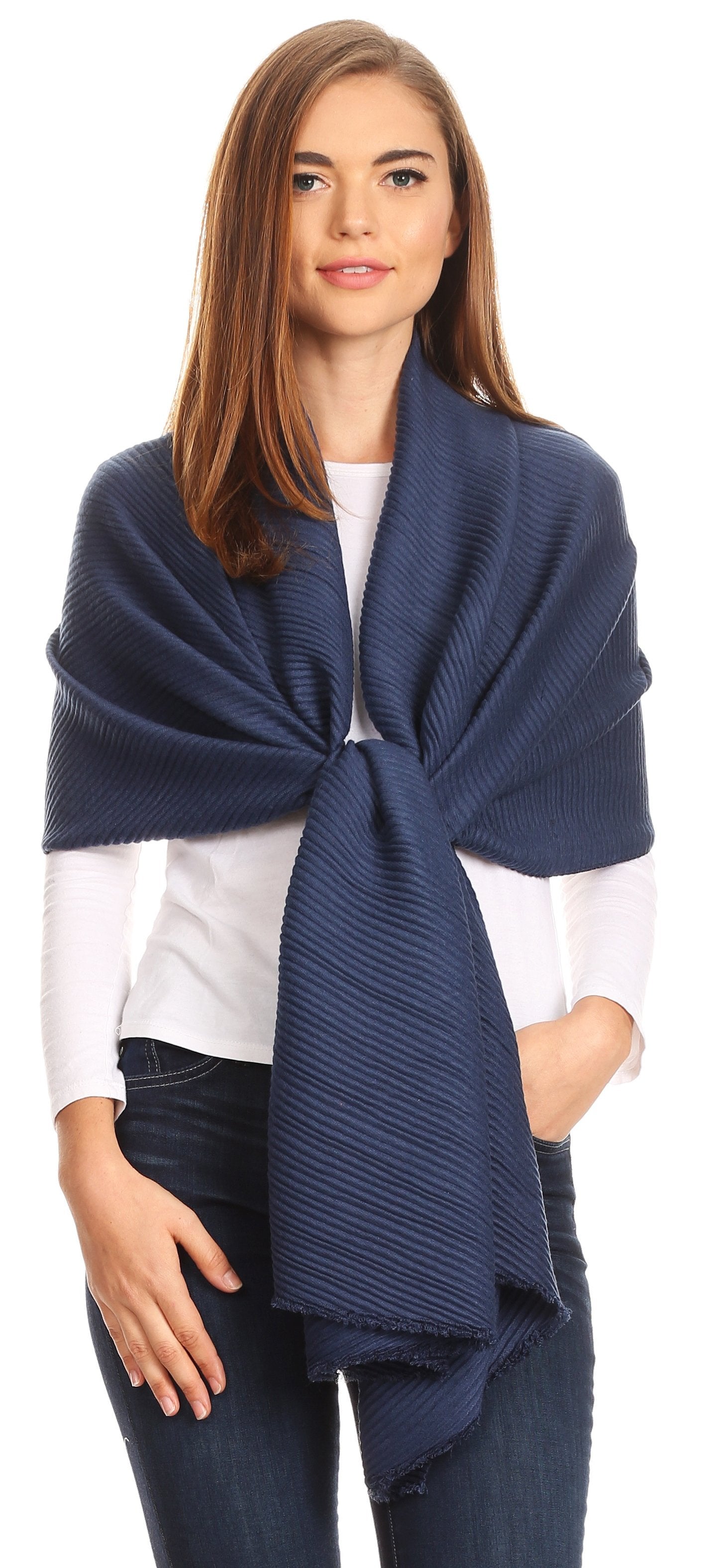 Sakkas Cara Pleated Crinkle Soft and Warm Shawl/ Wrap/ Stole - Concordia Style Boutique