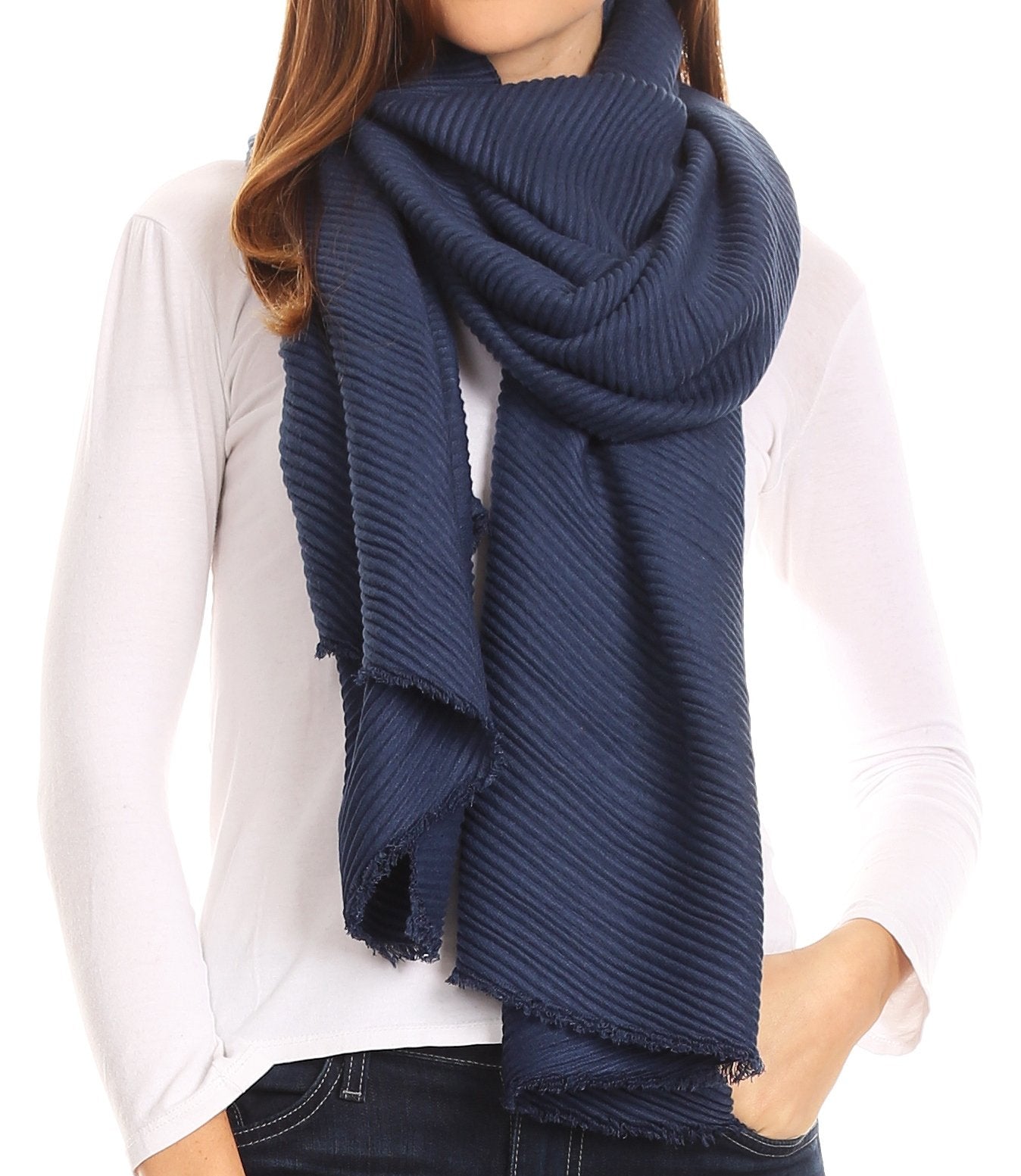 Sakkas Cara Pleated Crinkle Soft and Warm Shawl/ Wrap/ Stole - Concordia Style Boutique
