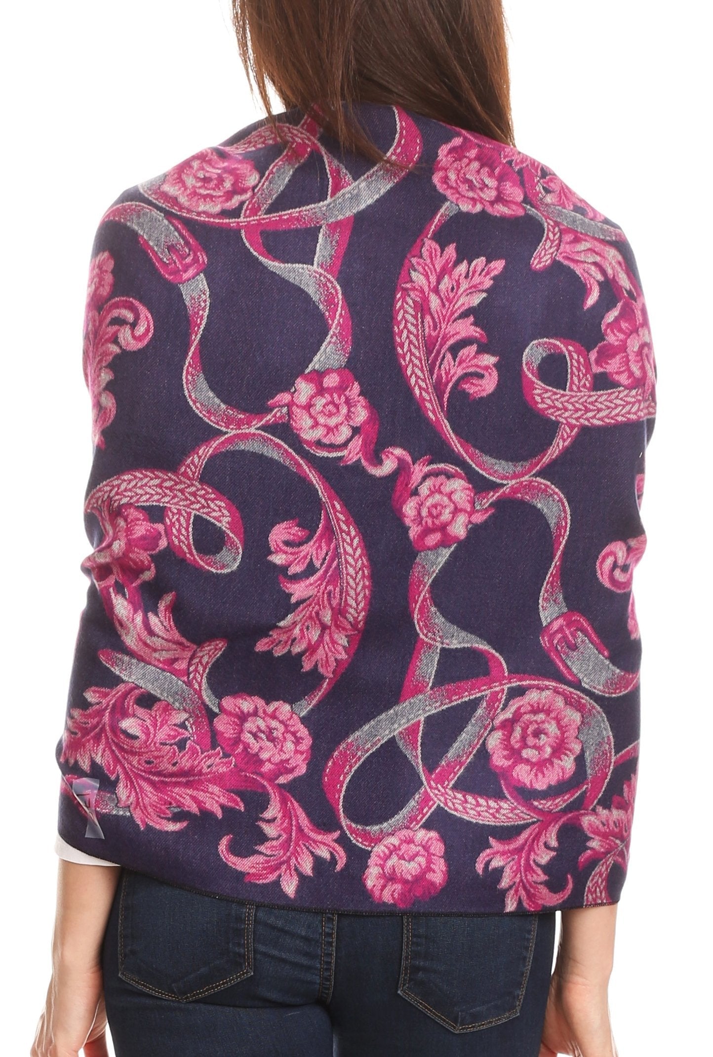 Sakkas Adele Floral Ornate Soft and Warm Pashmina Shawl Scarf Vegan Commute - Concordia Style Boutique