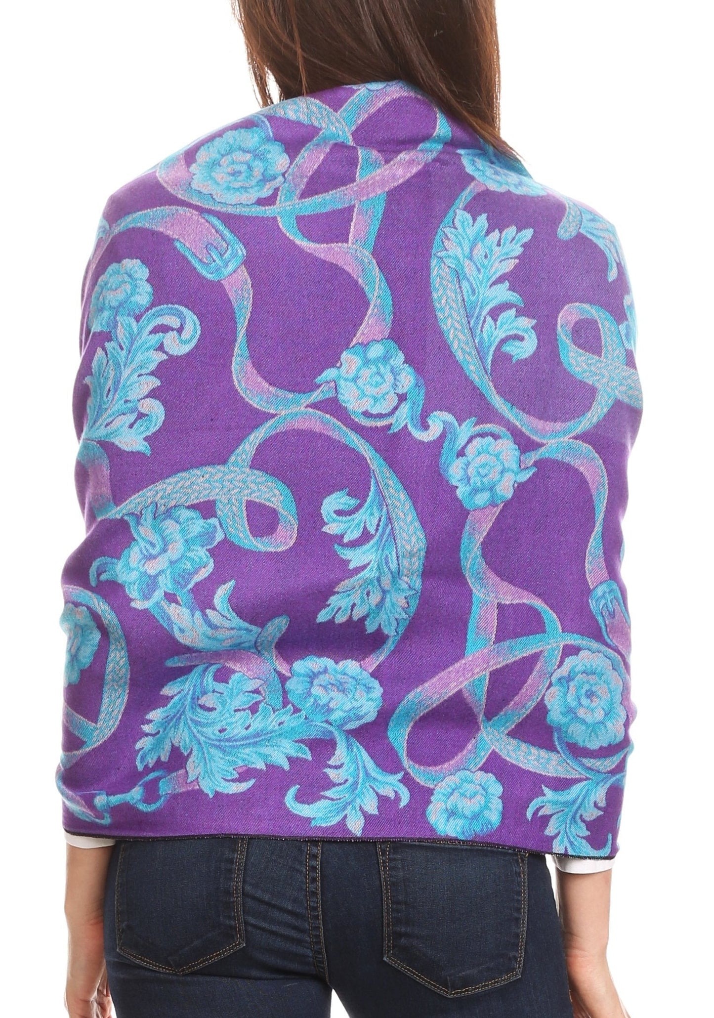 Sakkas Adele Floral Ornate Soft and Warm Pashmina Shawl Scarf Vegan Commute - Concordia Style Boutique