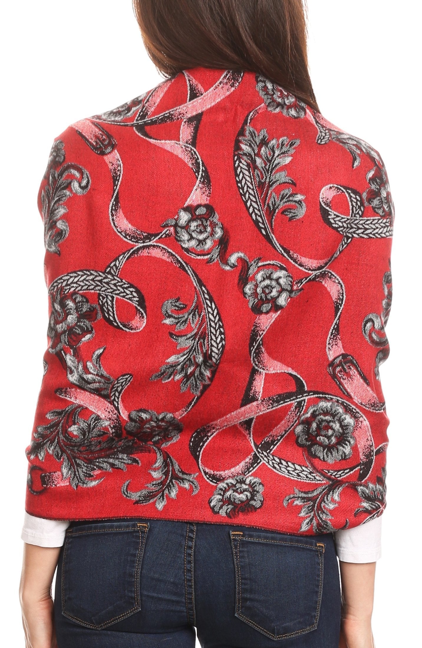 Sakkas Adele Floral Ornate Soft and Warm Pashmina Shawl Scarf Vegan Commute - Concordia Style Boutique