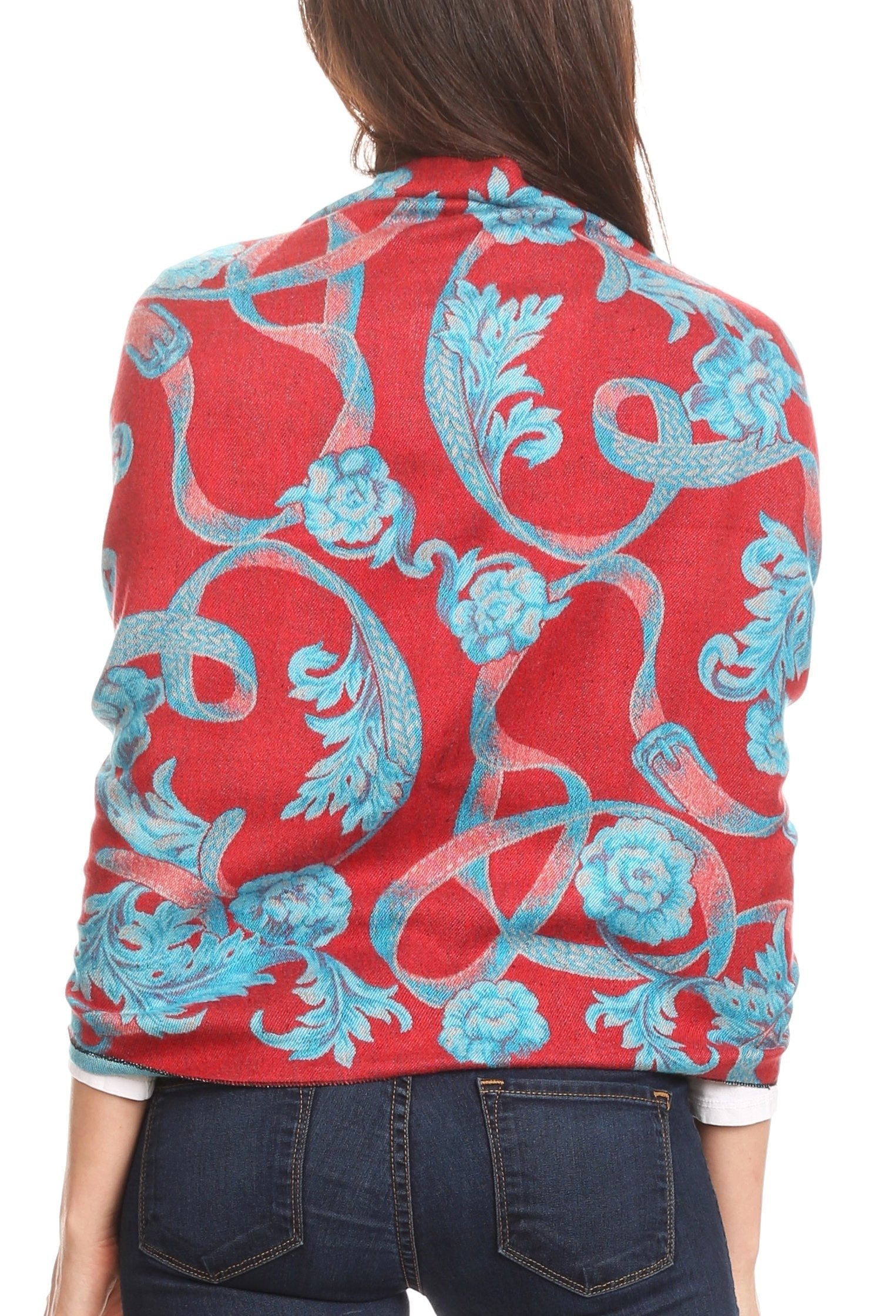 Sakkas Adele Floral Ornate Soft and Warm Pashmina Shawl Scarf Vegan Commute - Concordia Style Boutique