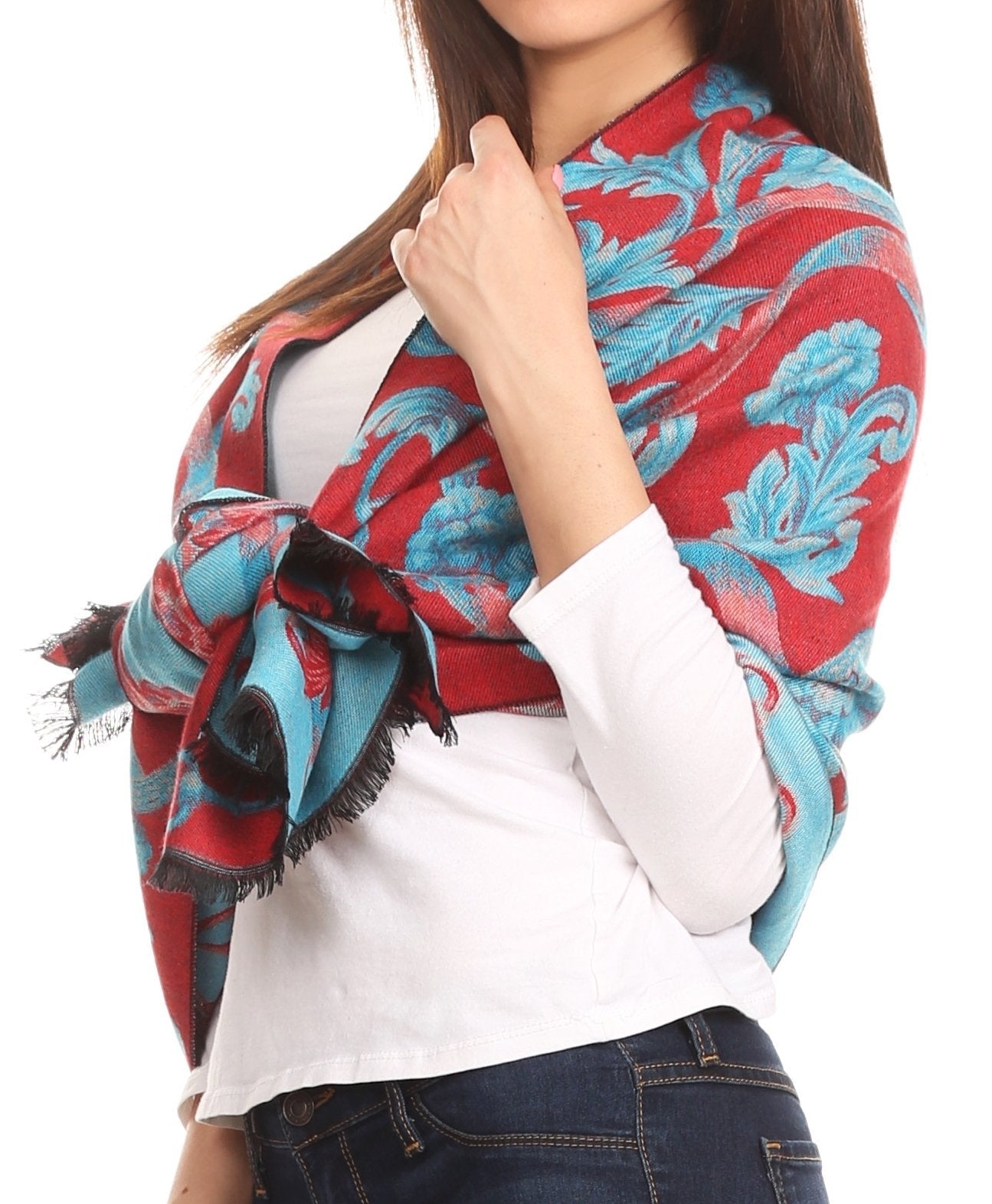 Sakkas Adele Floral Ornate Soft and Warm Pashmina Shawl Scarf Vegan Commute - Concordia Style Boutique