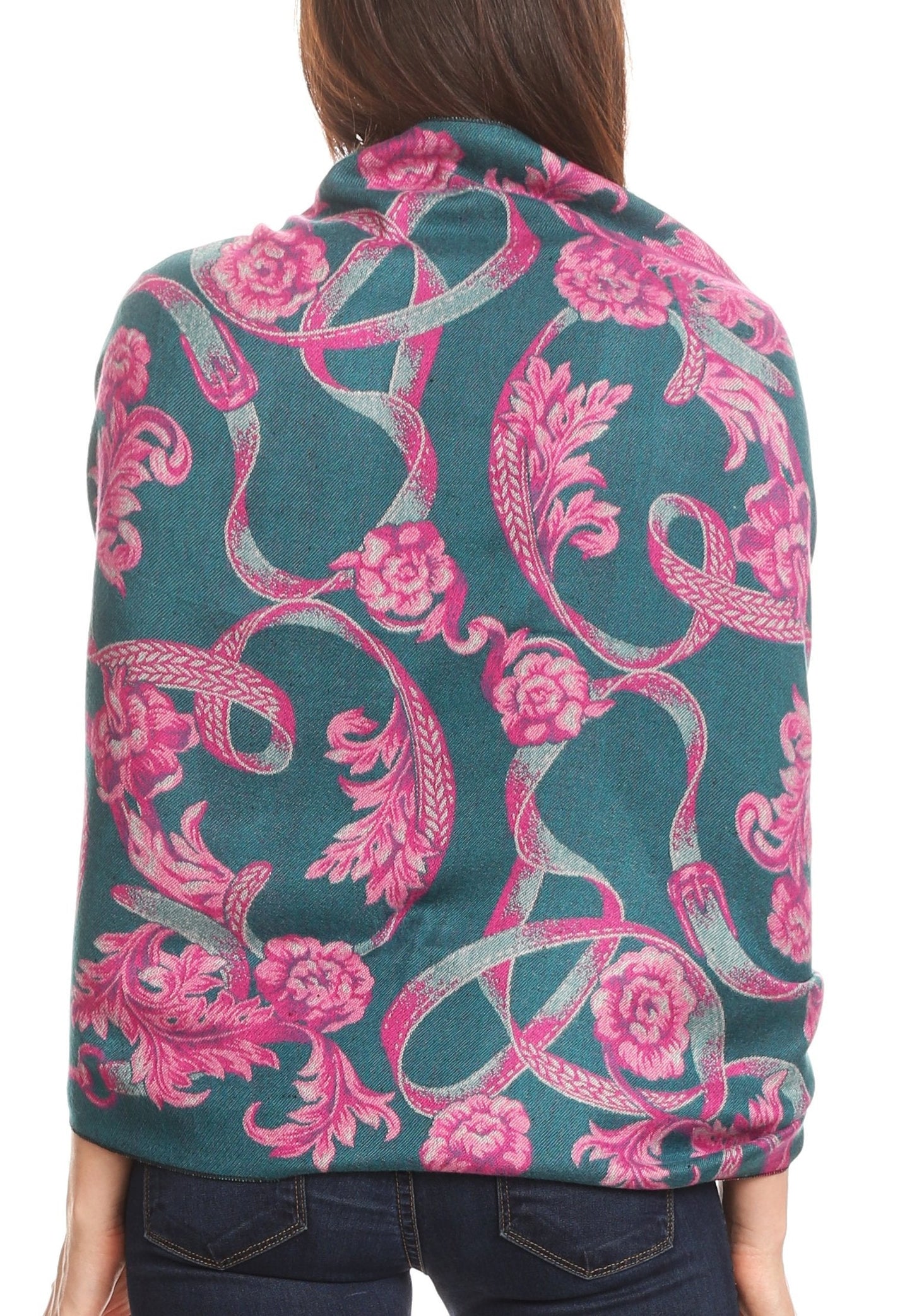Sakkas Adele Floral Ornate Soft and Warm Pashmina Shawl Scarf Vegan Commute - Concordia Style Boutique