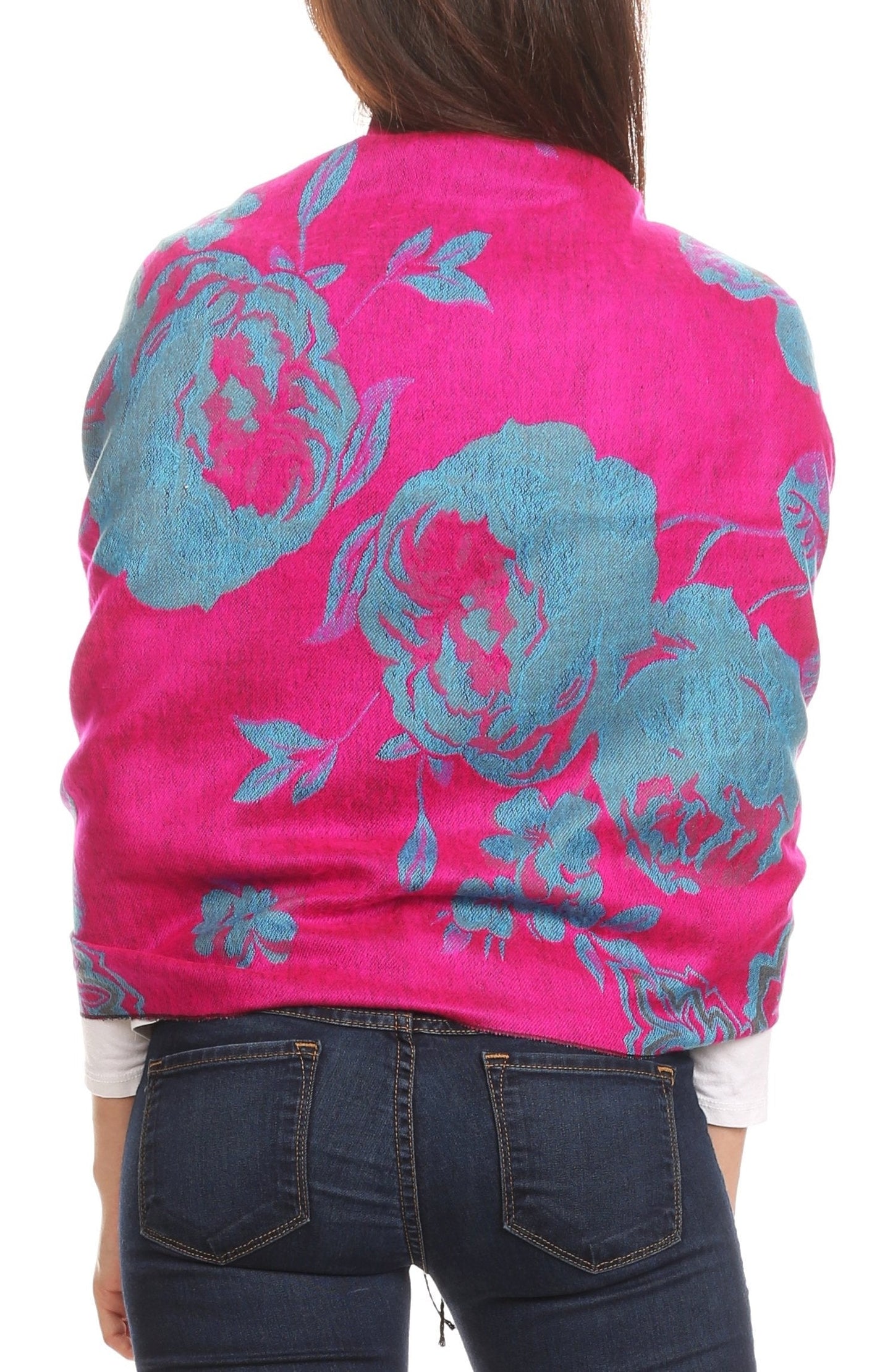 Sakkas Aurora Floral Rose Pashmina Scarf Shawl with Fringe Super Warm Soft Vegan - Concordia Style Boutique