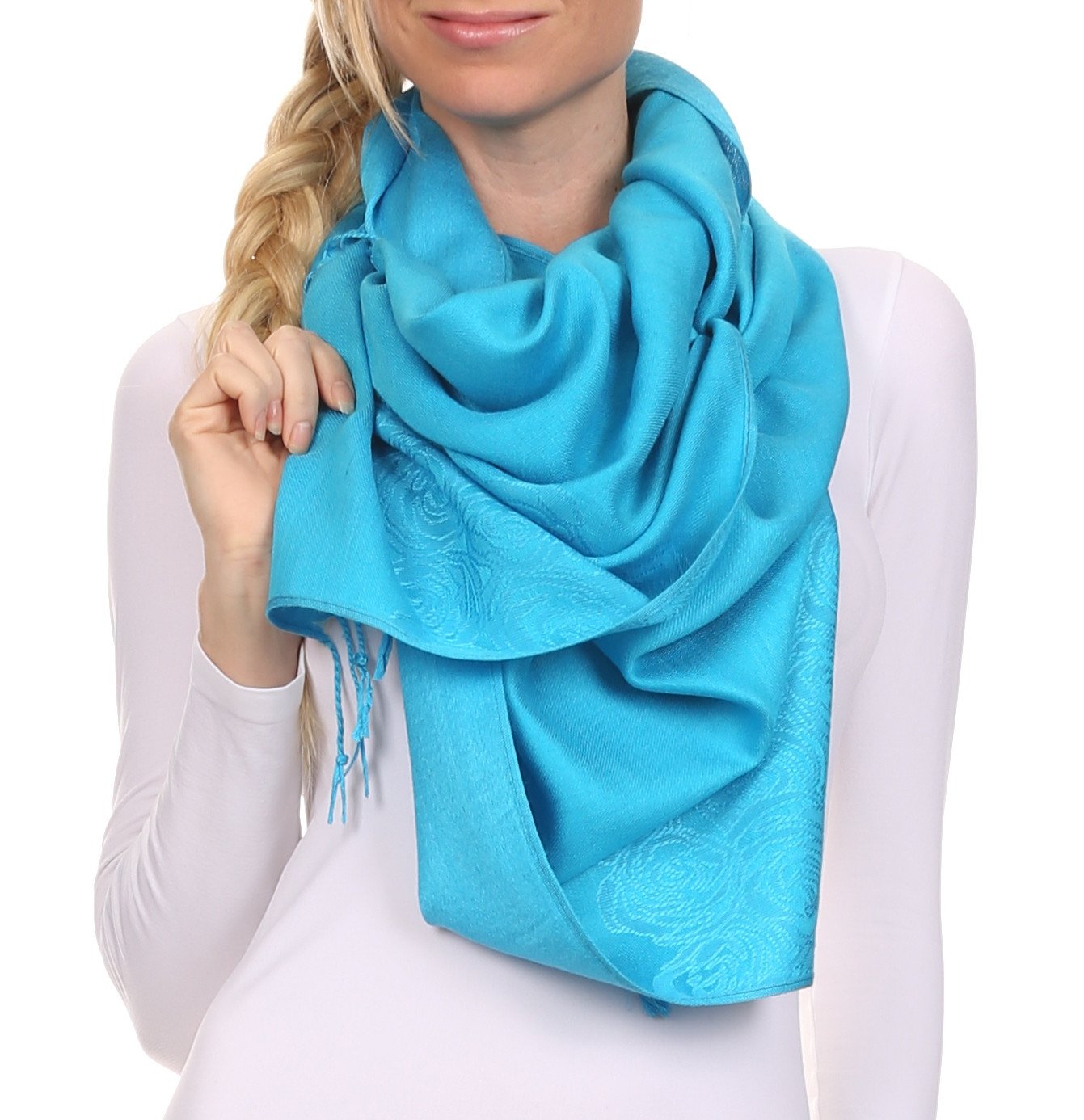 Sakkas Aubry dual colored ranunculus border soft Pashmina/ Shawl/ Wrap/ Stole - Concordia Style Boutique