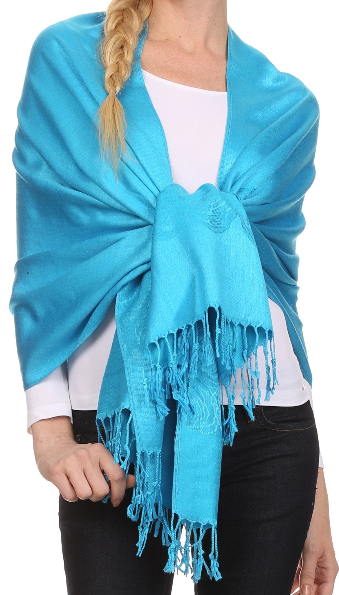 Sakkas Aubry dual colored ranunculus border soft Pashmina/ Shawl/ Wrap/ Stole - Concordia Style Boutique