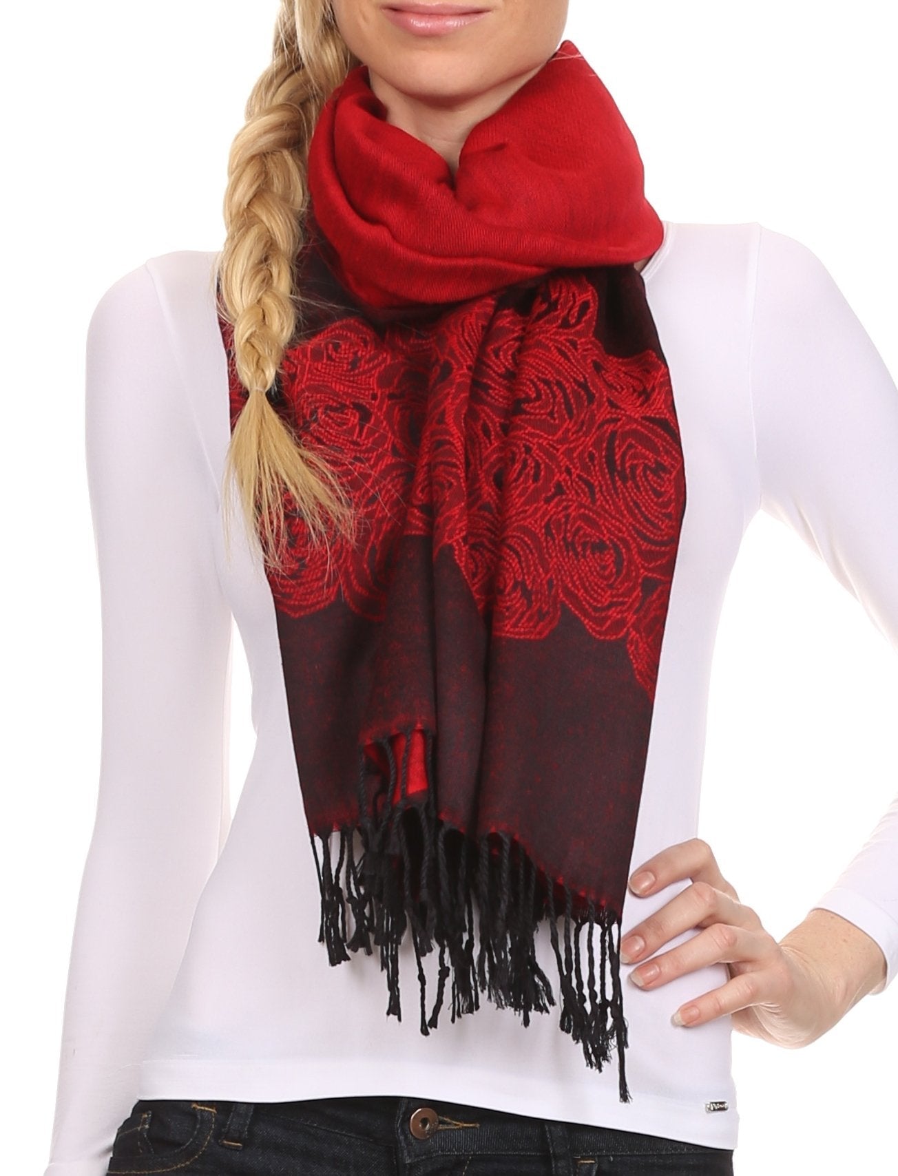 Sakkas Aubry dual colored ranunculus border soft Pashmina/ Shawl/ Wrap/ Stole - Concordia Style Boutique