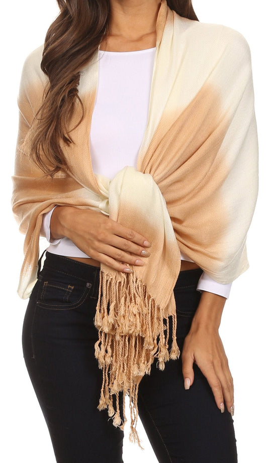 Sakkas Vicki Trendy Ombre Stripe Tie Dye Pashmina/ Shawl/ Wrap/ Stole - Concordia Style Boutique