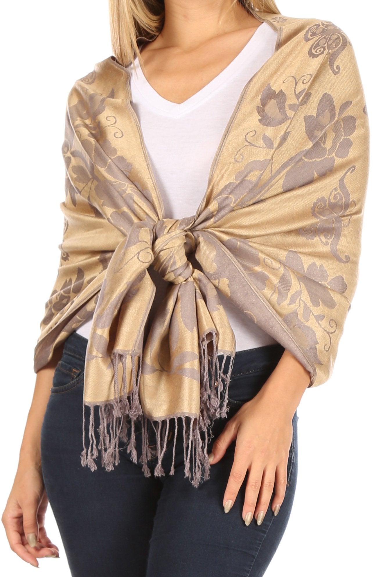 Sakkas Tawny Reversible Butterfly Pashmina/ Shawl/ Wrap/ Stole - Concordia Style Boutique