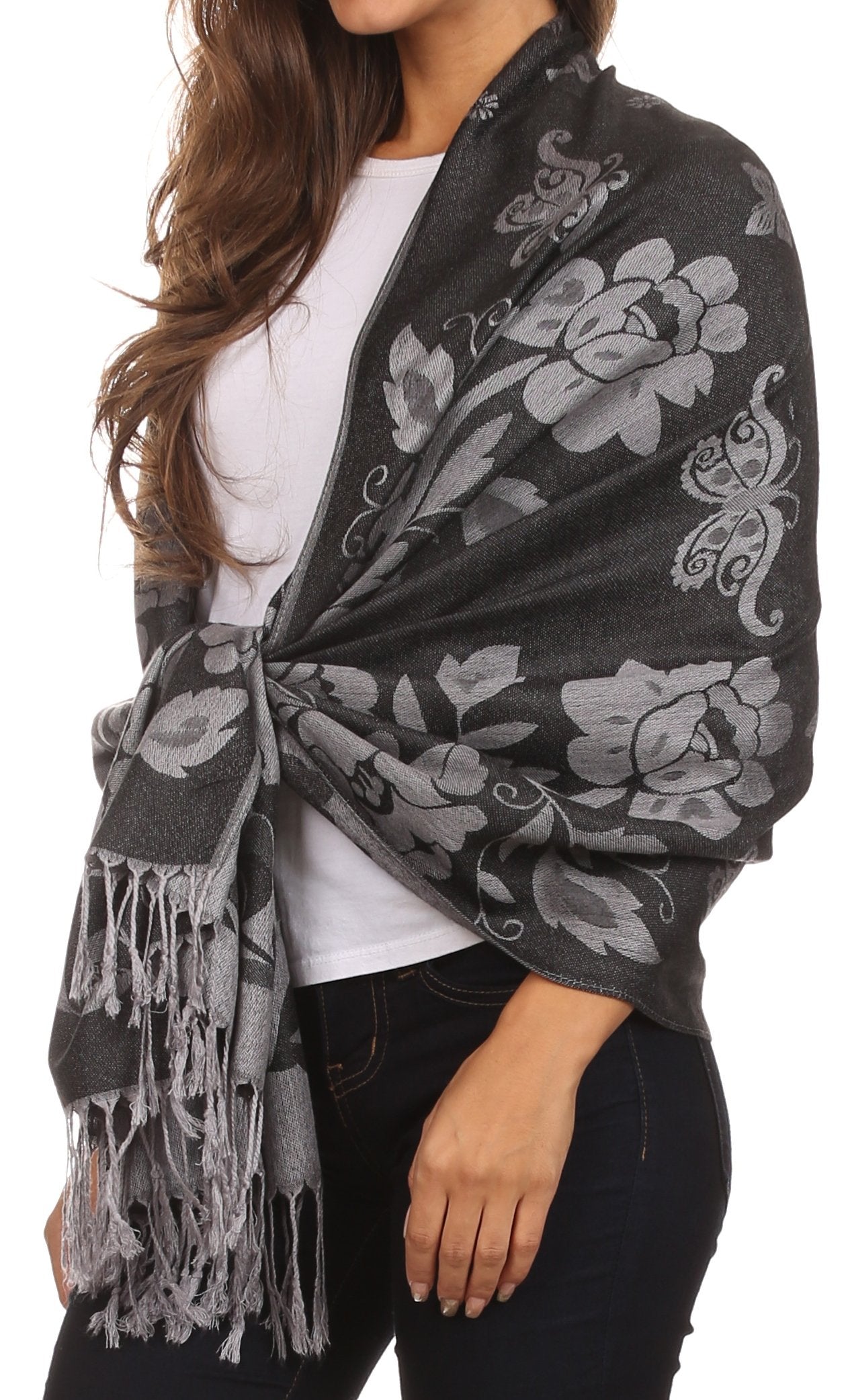 Sakkas Tawny Reversible Butterfly Pashmina/ Shawl/ Wrap/ Stole - Concordia Style Boutique