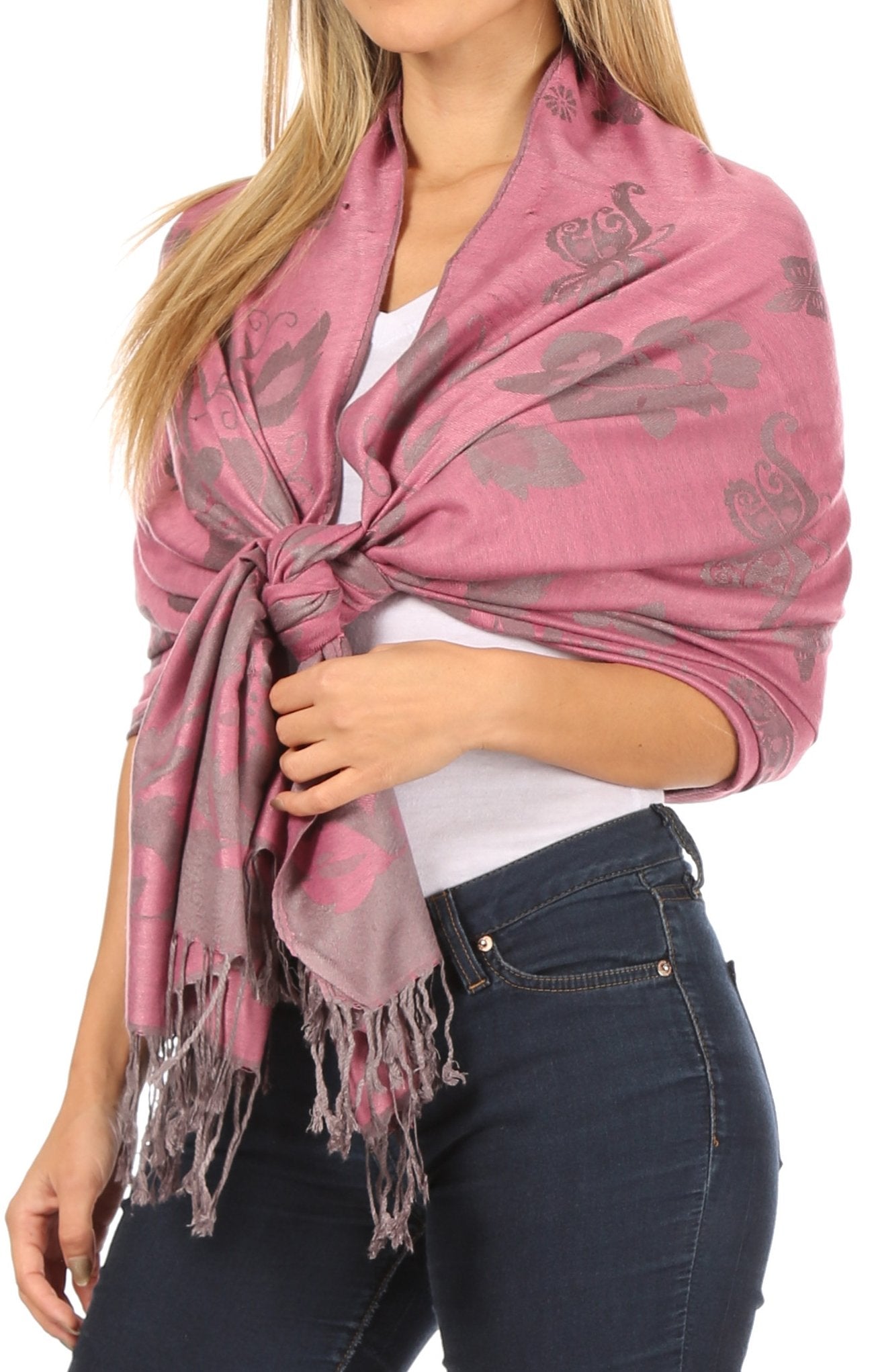 Sakkas Tawny Reversible Butterfly Pashmina/ Shawl/ Wrap/ Stole - Concordia Style Boutique