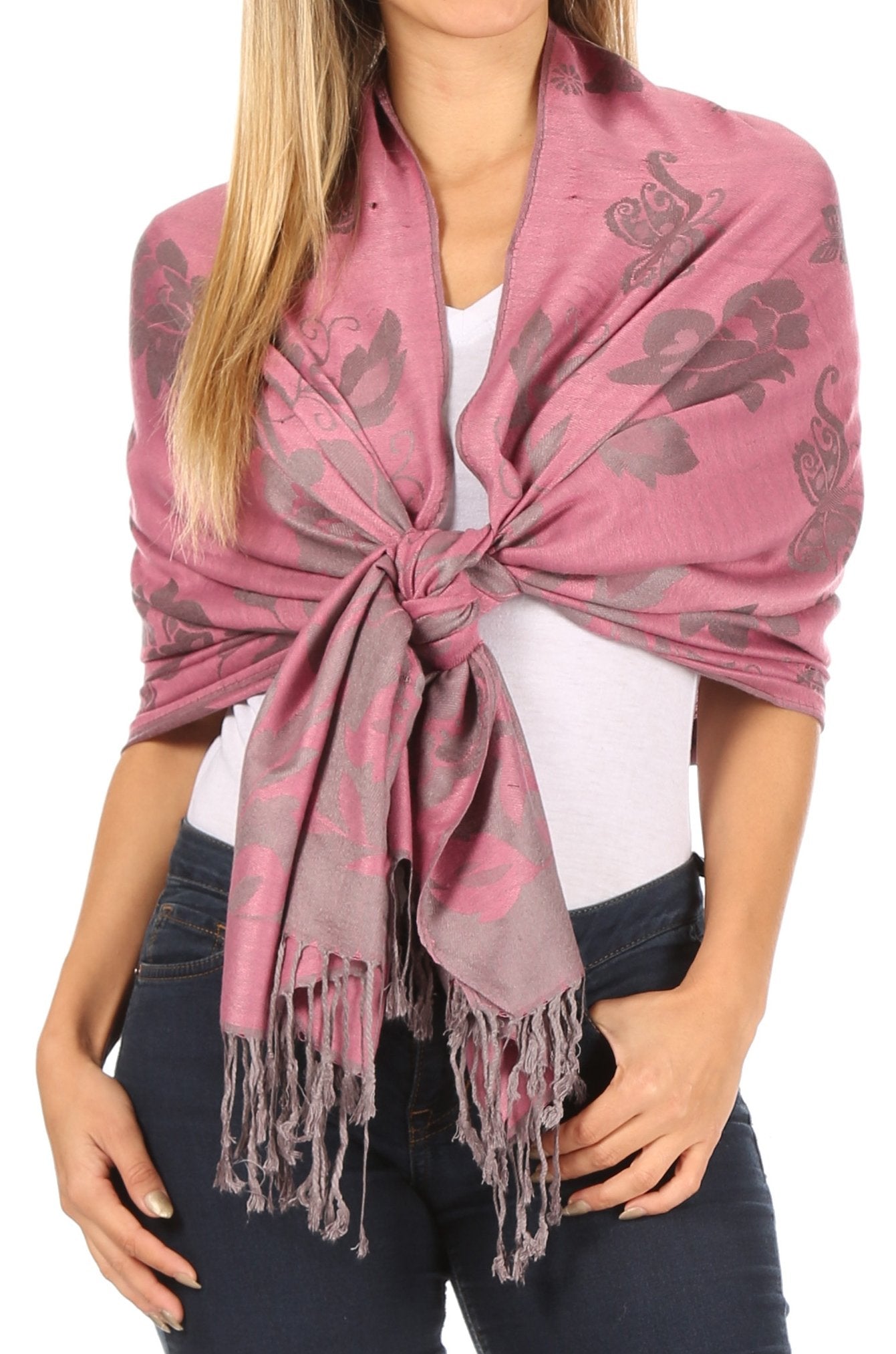 Sakkas Tawny Reversible Butterfly Pashmina/ Shawl/ Wrap/ Stole - Concordia Style Boutique