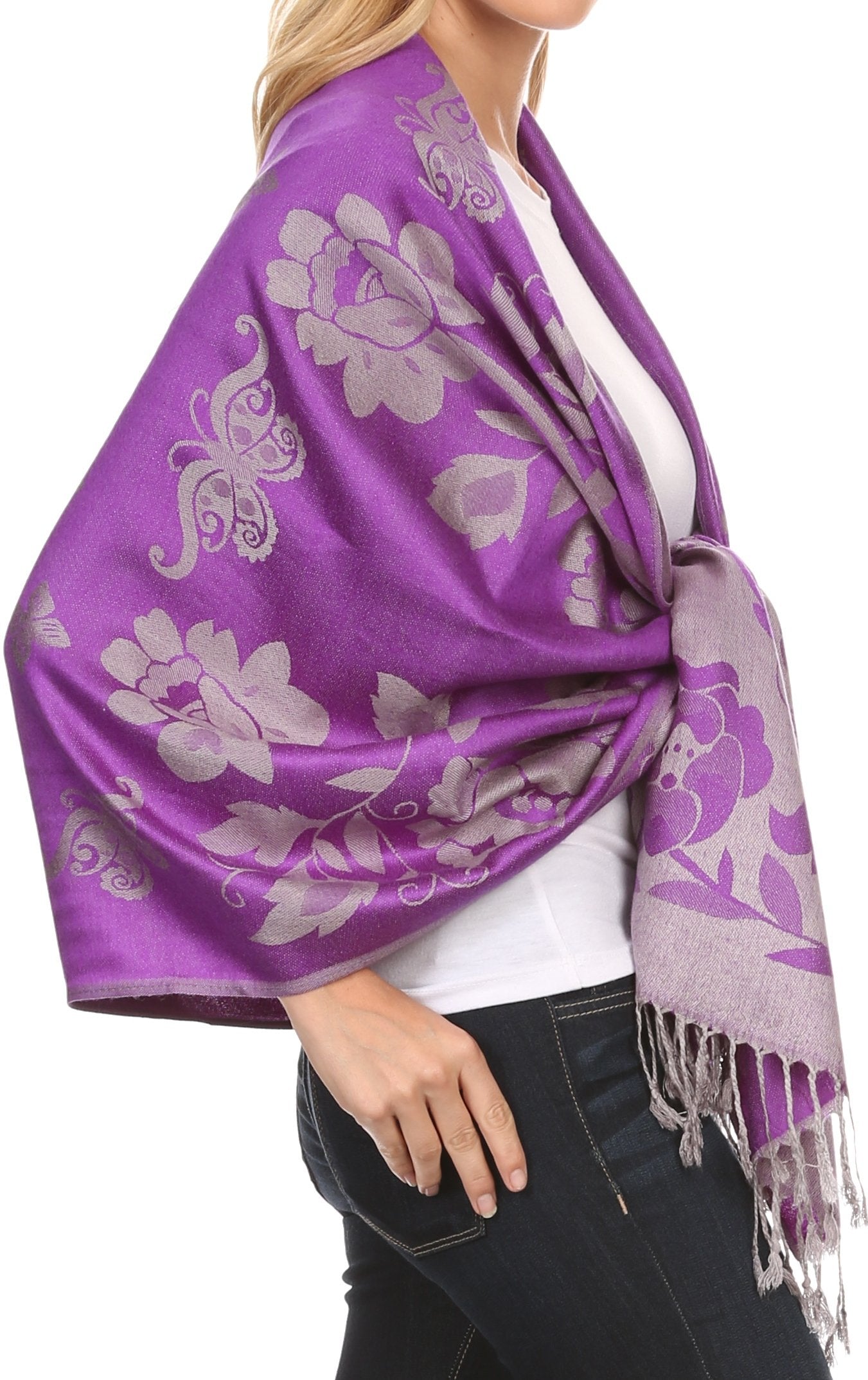 Sakkas Tawny Reversible Butterfly Pashmina/ Shawl/ Wrap/ Stole - Concordia Style Boutique