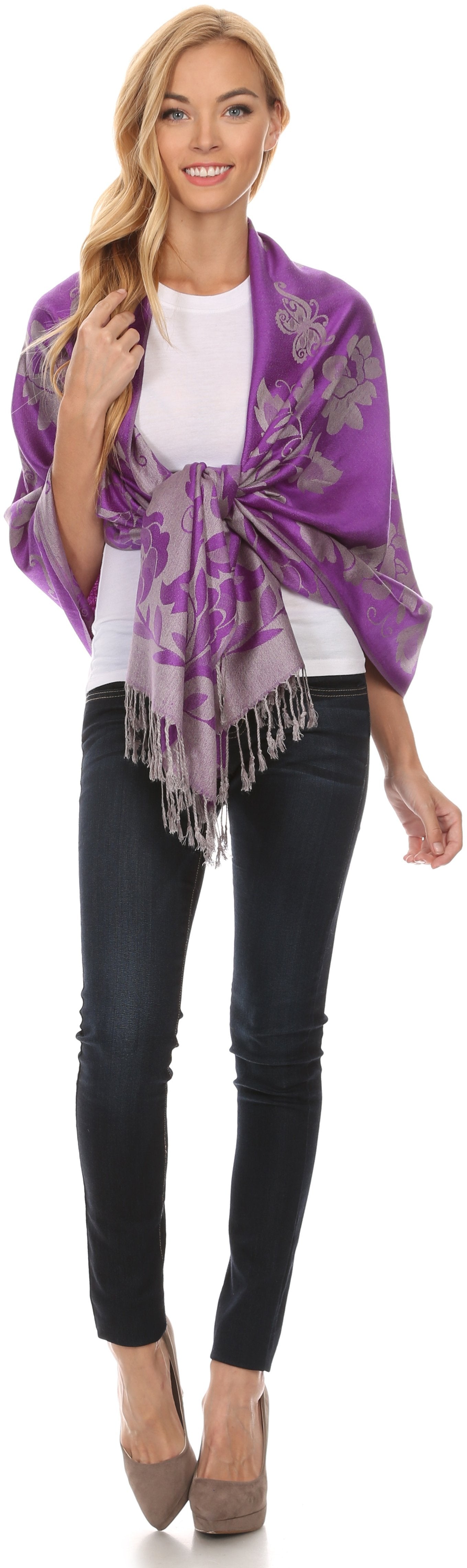 Sakkas Tawny Reversible Butterfly Pashmina/ Shawl/ Wrap/ Stole - Concordia Style Boutique